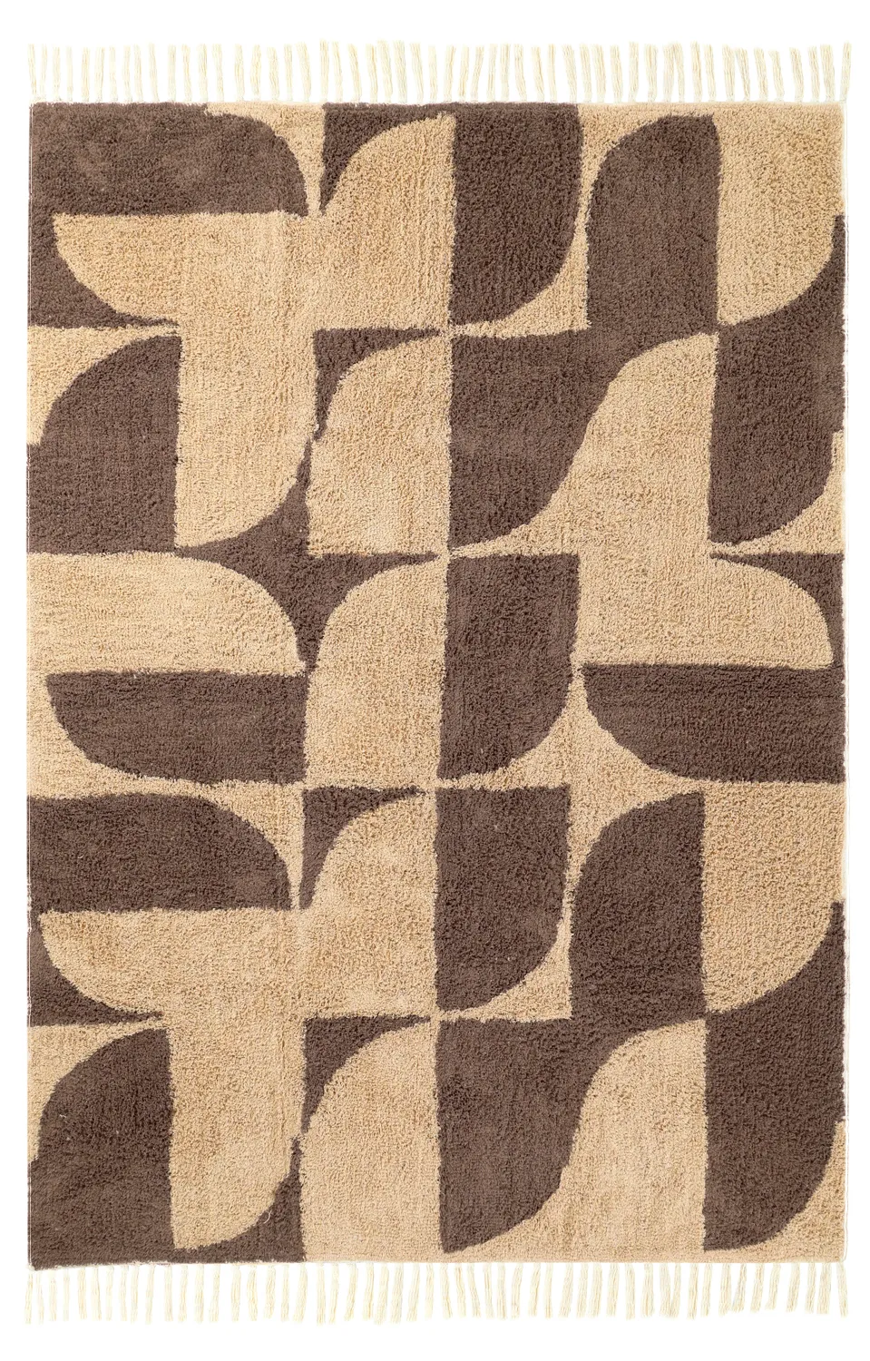 Hoogpolig vloerkleed - Siberia Natural Cotton Shaggy (beige/bruin)