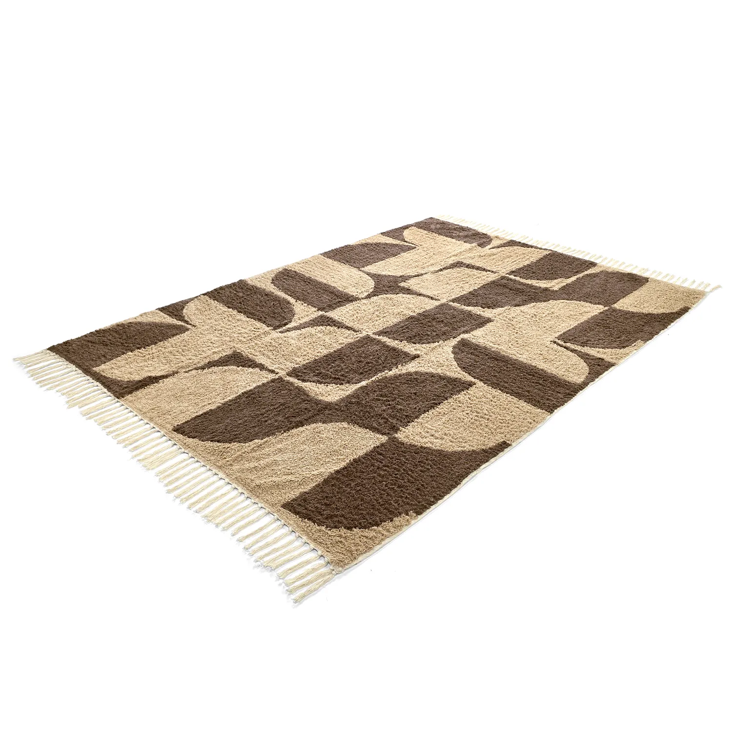 Hoogpolig vloerkleed - Siberia Natural Cotton Shaggy (beige/bruin)