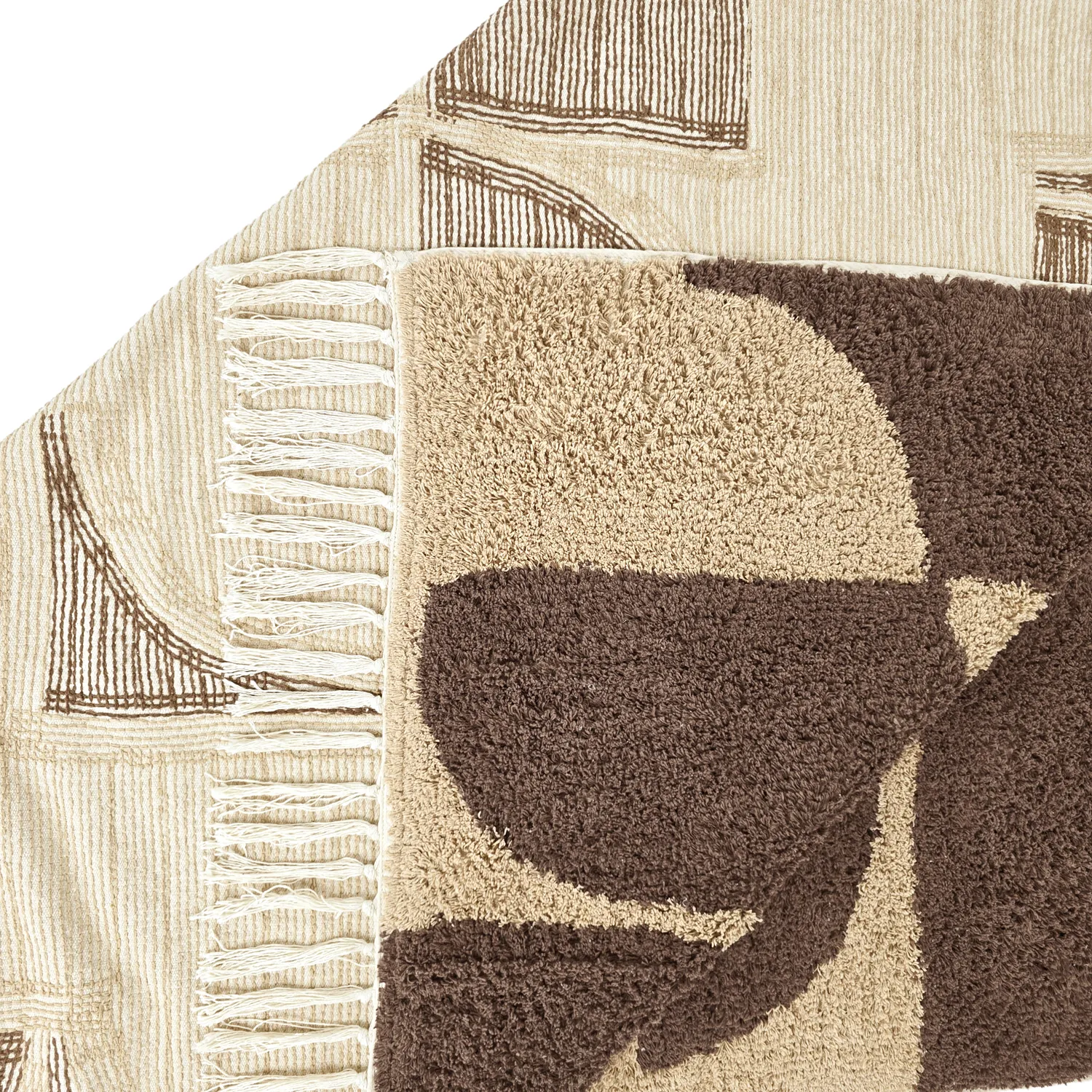 Hoogpolig vloerkleed - Siberia Natural Cotton Shaggy (beige/bruin)