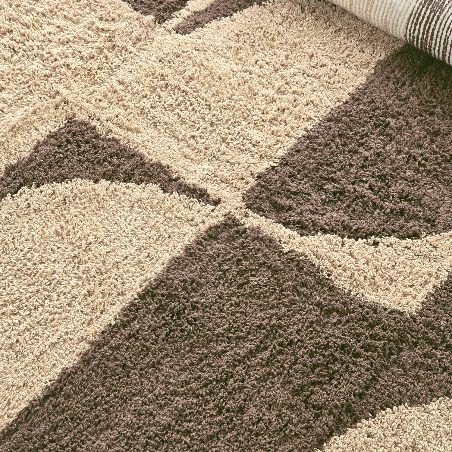 Hoogpolig vloerkleed - Siberia Natural Cotton Shaggy (beige/bruin)