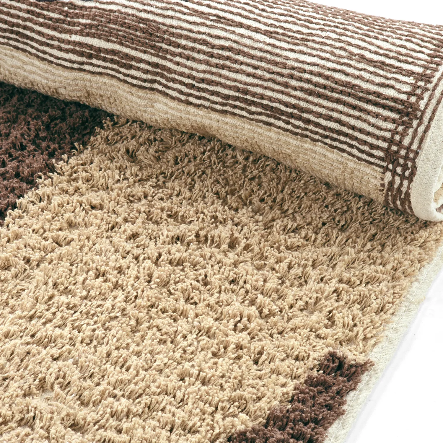 Hoogpolig vloerkleed - Siberia Natural Cotton Shaggy (beige/bruin)