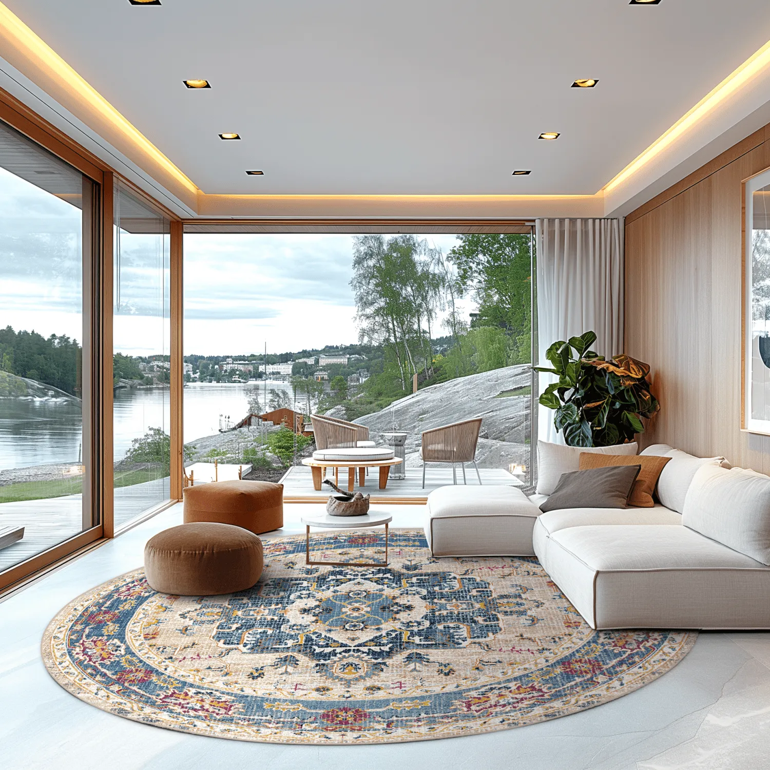 Rond vloerkleed - Siliana (blauw)