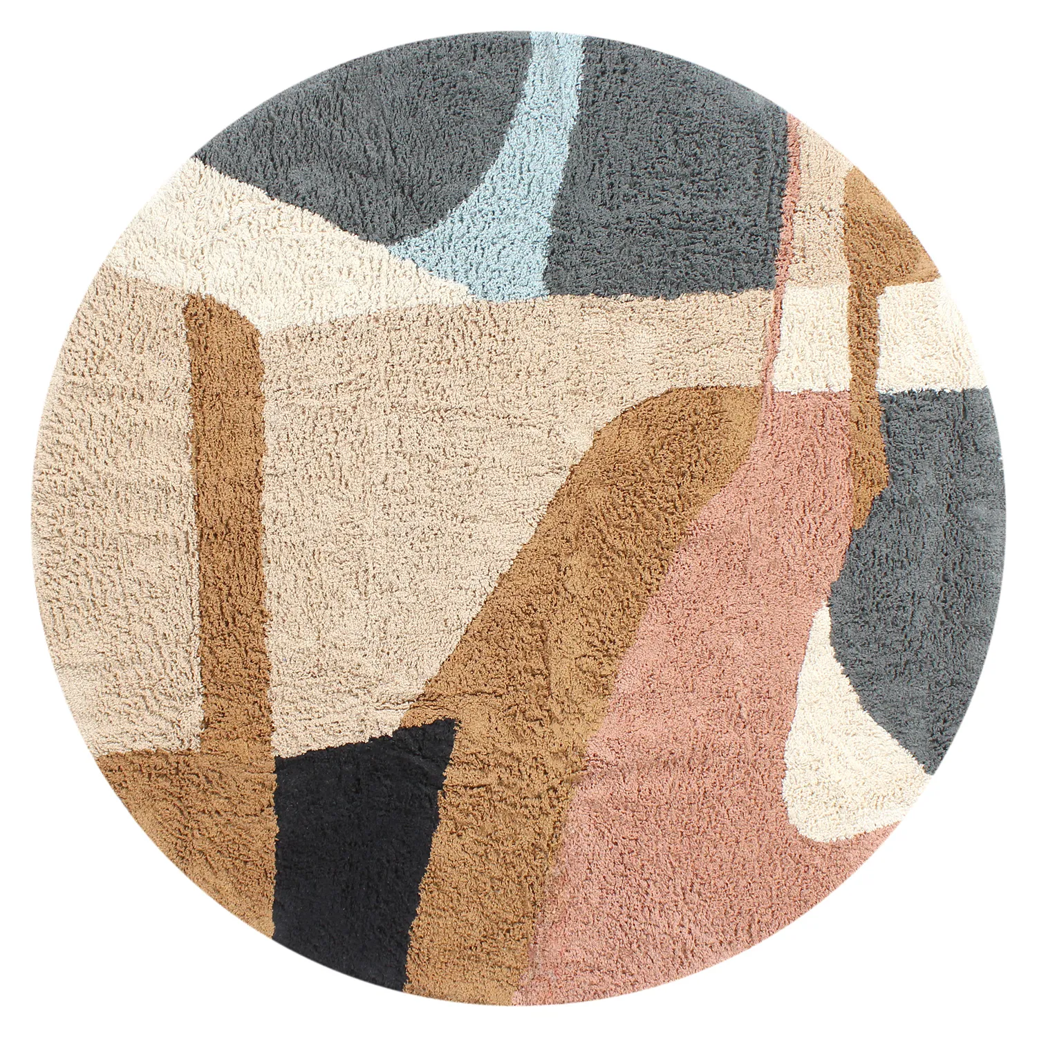 Ronde vloerkleden - Sion Natural Cotton Shaggy (multi)