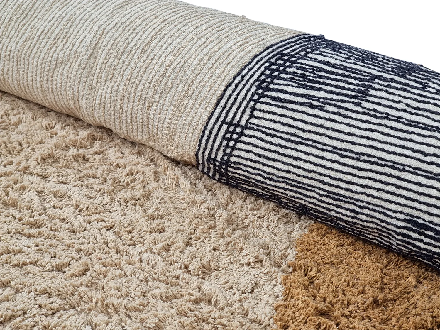 Ronde vloerkleden - Sion Natural Cotton Shaggy (multi)