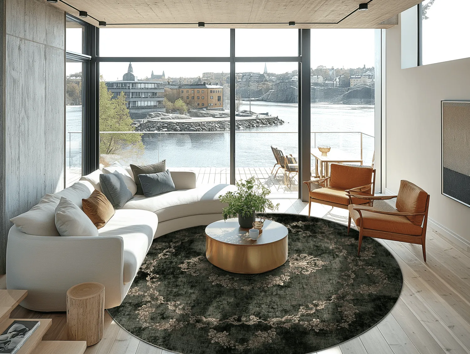 Rond vloerkleed - Taknis (donkergroen)