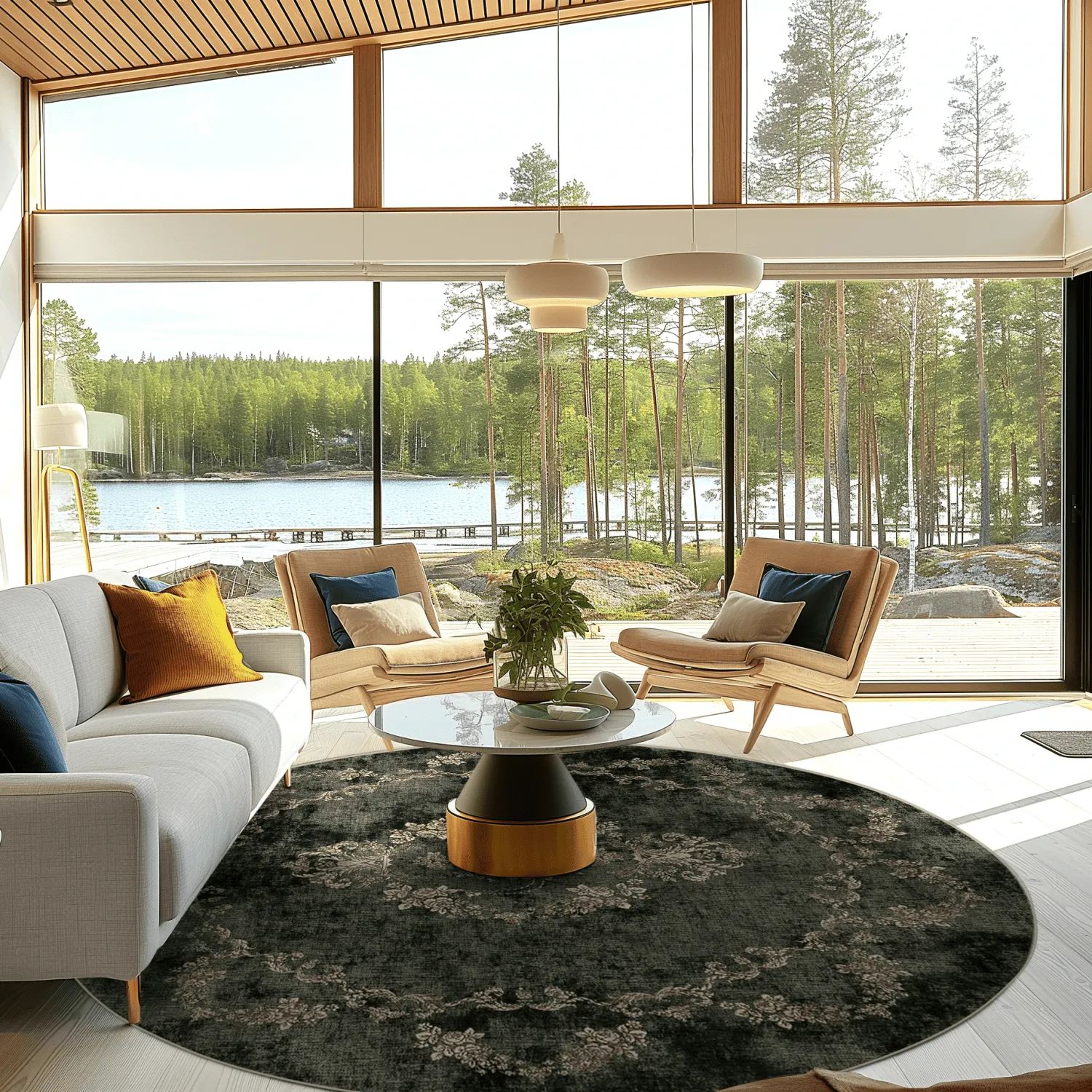 Rond vloerkleed - Taknis (donkergroen)