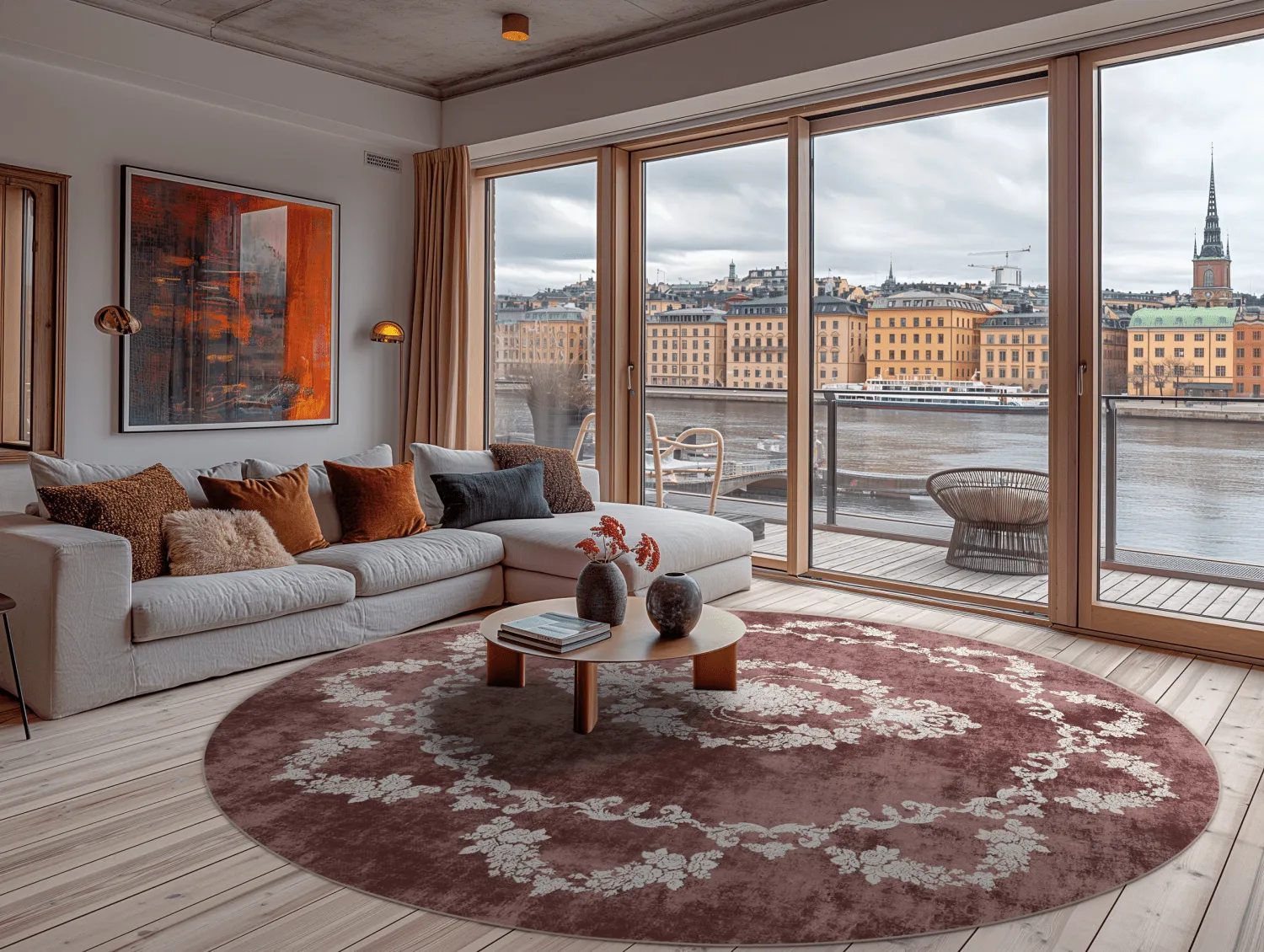 Rond vloerkleed - Taknis (rood)