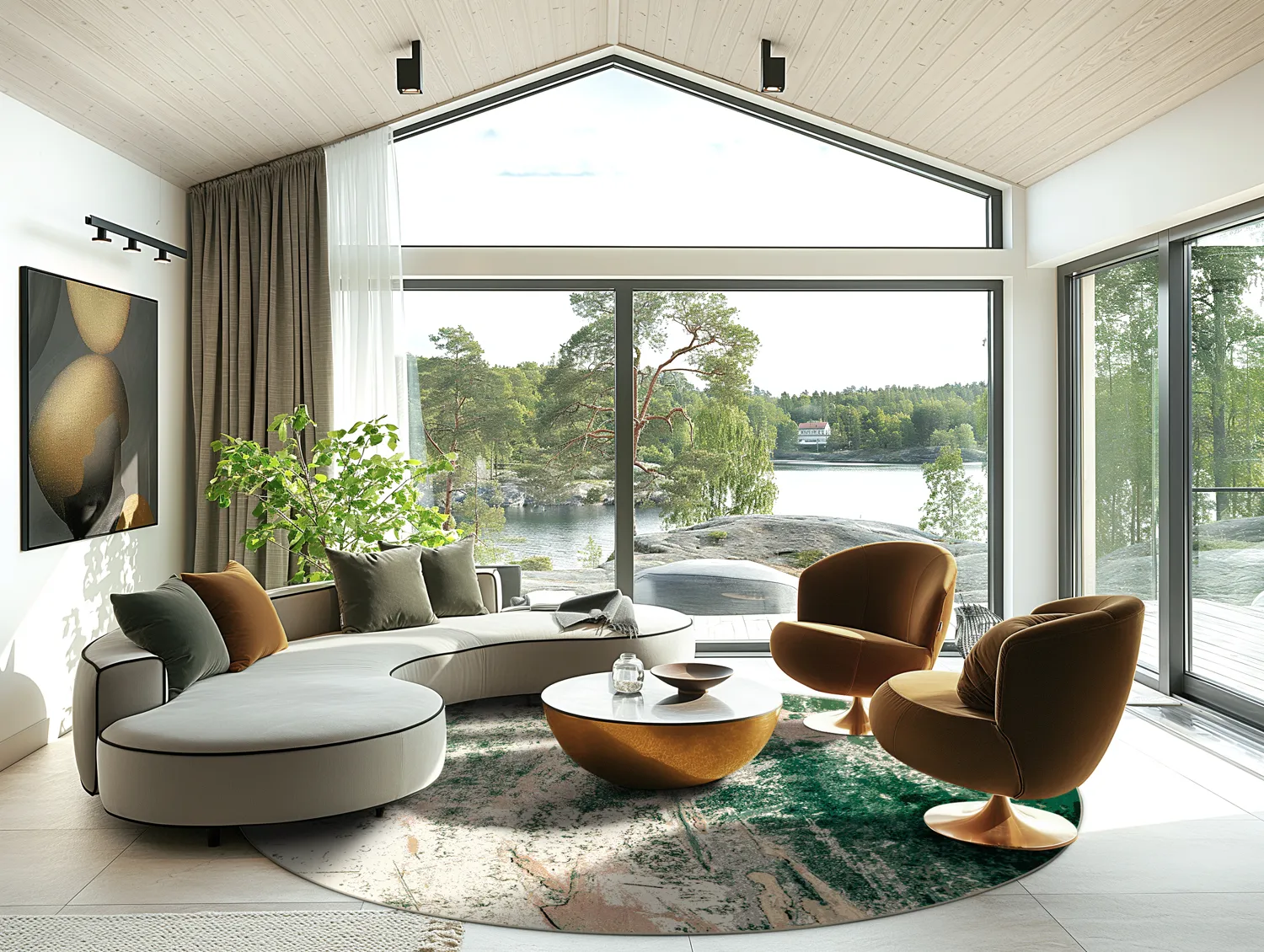 Rond vloerkleed - Tamalous (beige/groen)