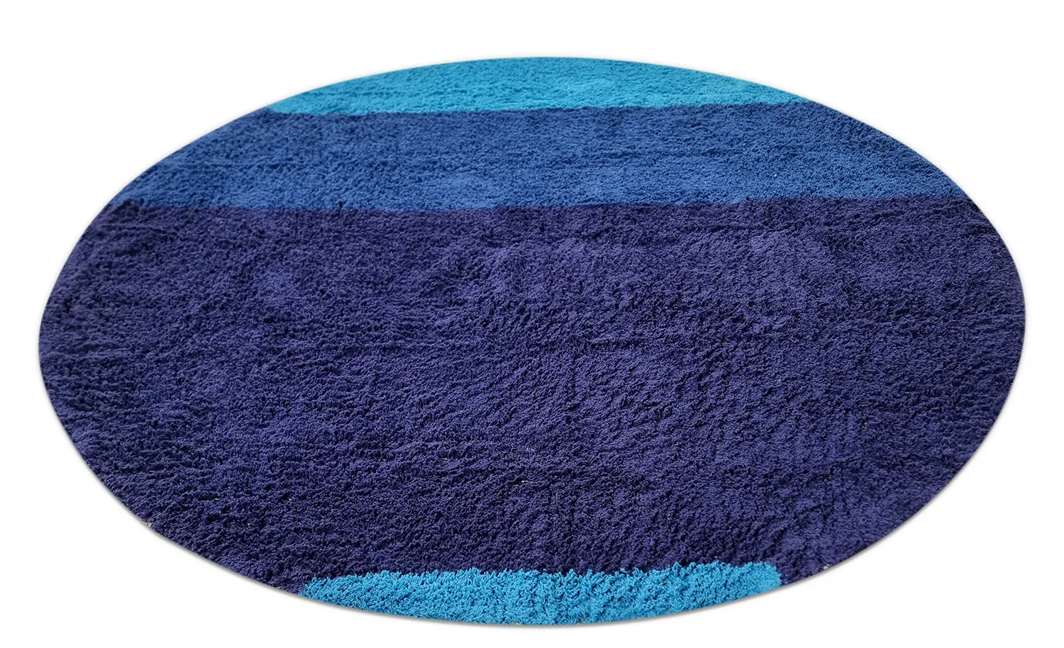 Ronde vloerkleden - Taro Natural Cotton Shaggy (blauw)