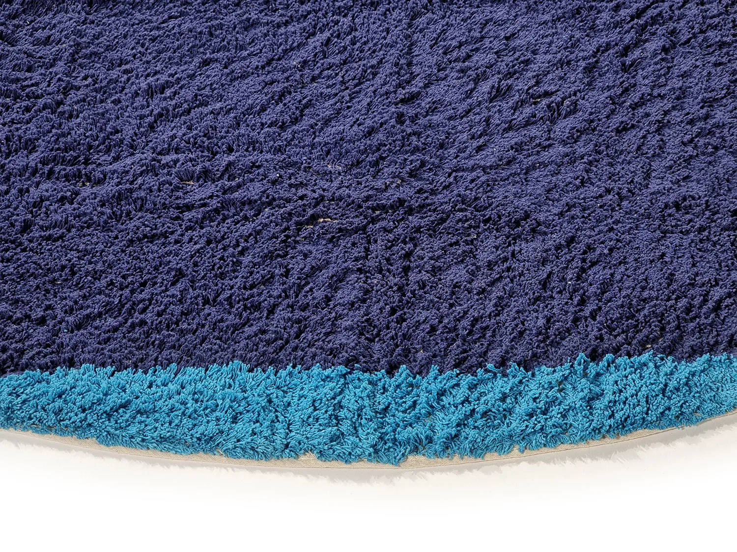 Ronde vloerkleden - Taro Natural Cotton Shaggy (blauw)