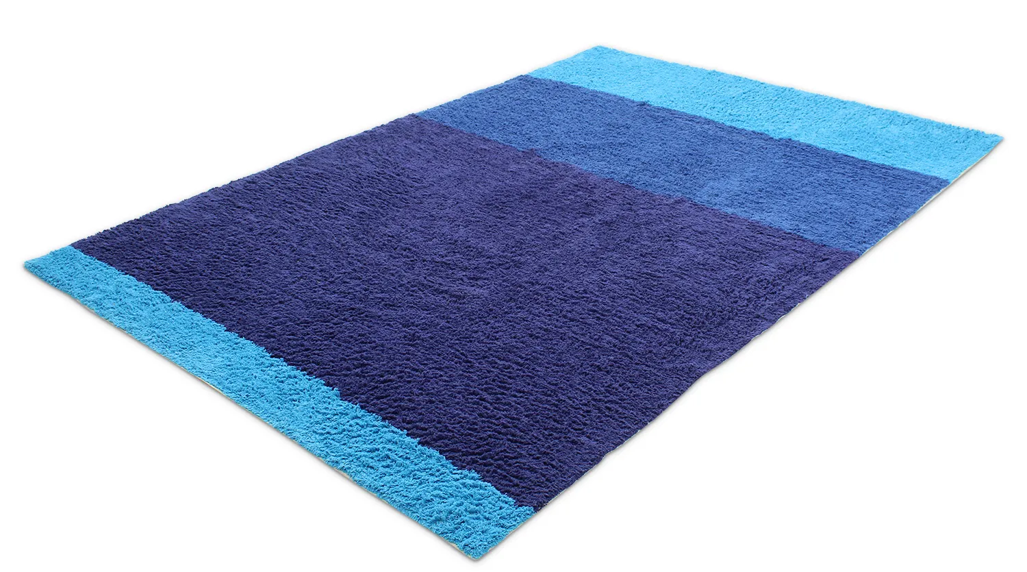 Hoogpolig vloerkleed - Taro Natural Cotton Shaggy (blauw)