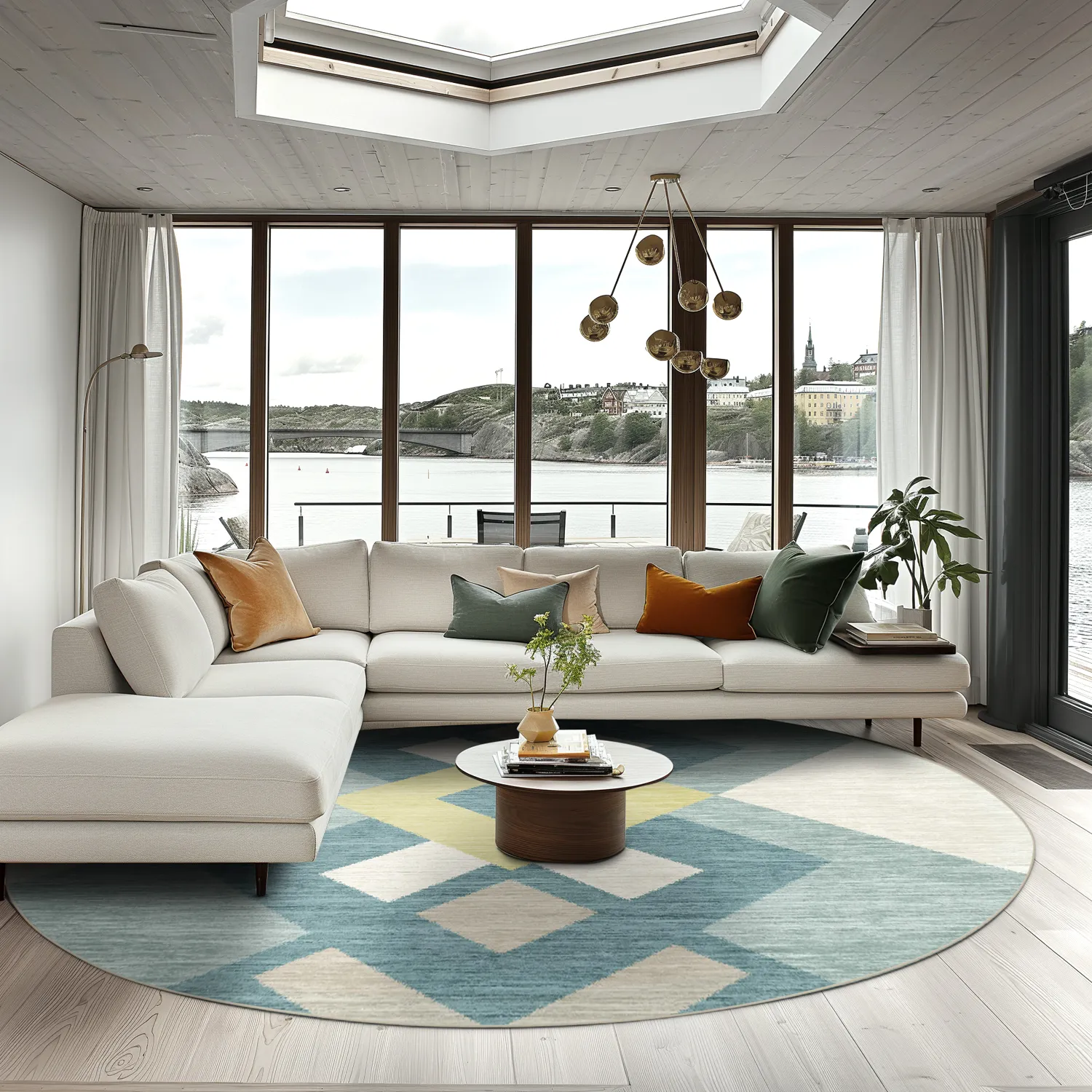 Rond vloerkleed - Temara (blauw/multi)