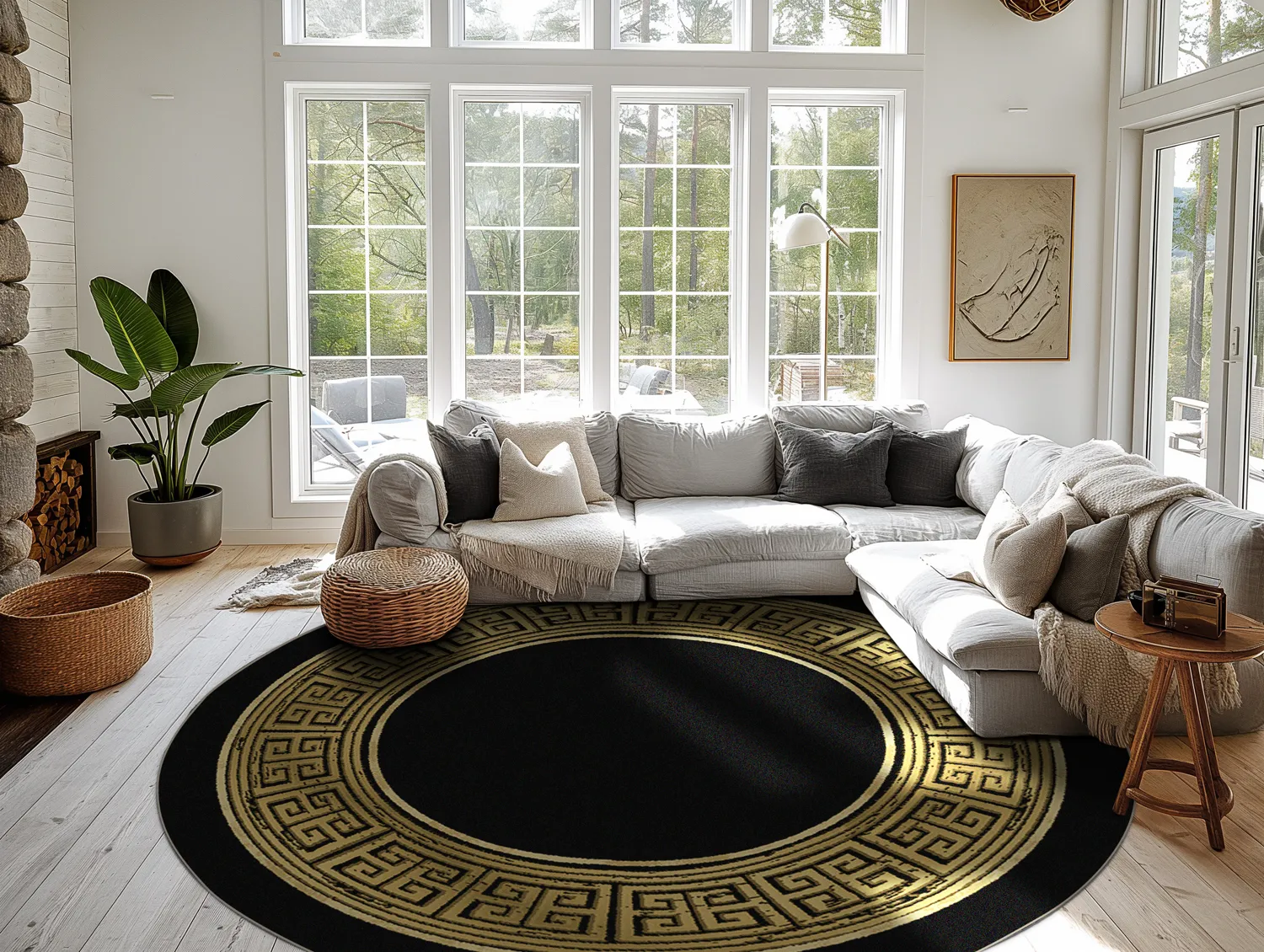 Rond vloerkleed - Tilos (zwart/goud)