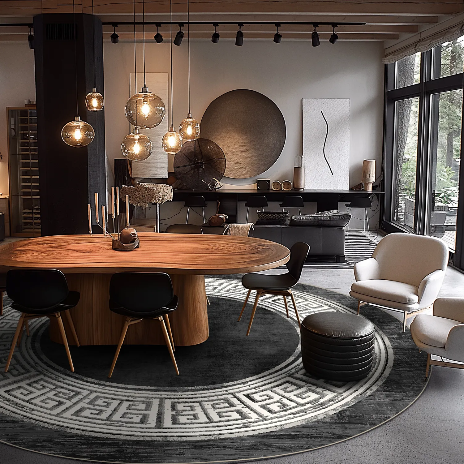 Rond vloerkleed - Tilos (zwart/wit)