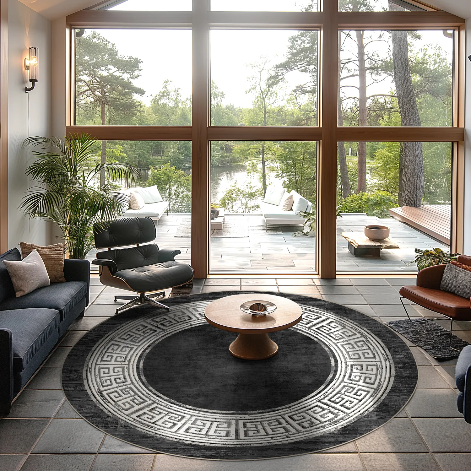 Rond vloerkleed - Tilos (zwart/wit)