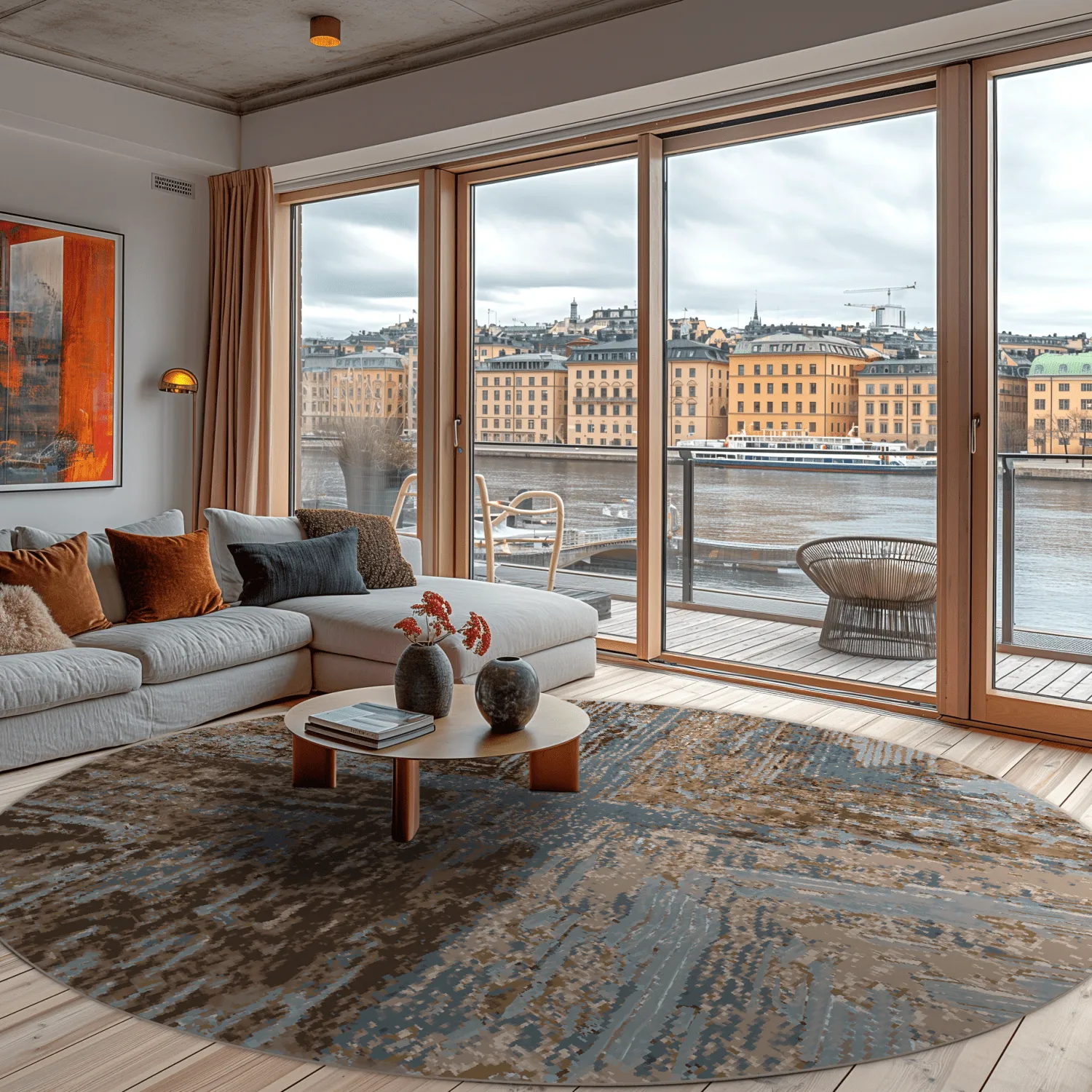 Rond vloerkleed - Tizzano (blauw/multi)