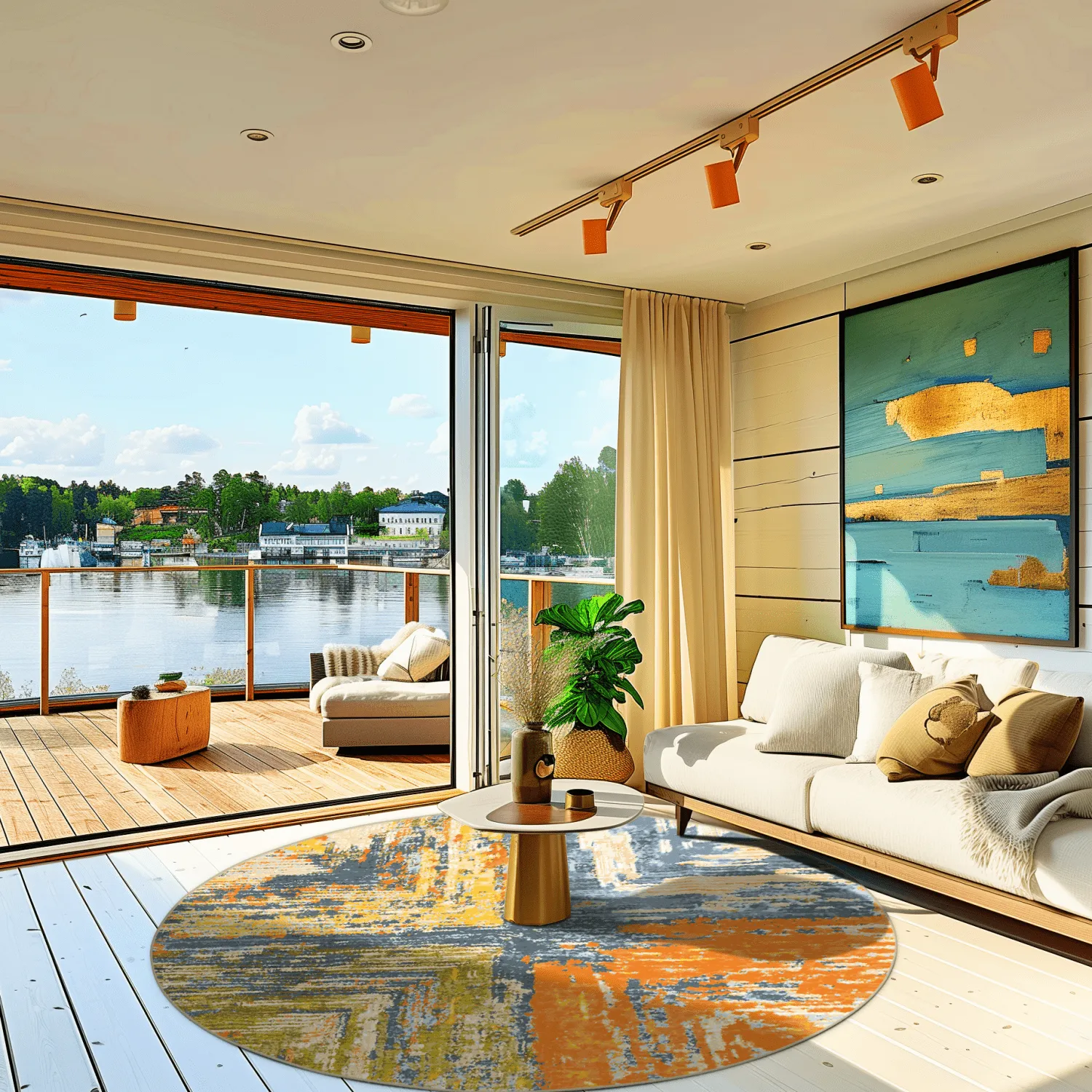 Rond vloerkleed - Tizzano (oranje/multi)