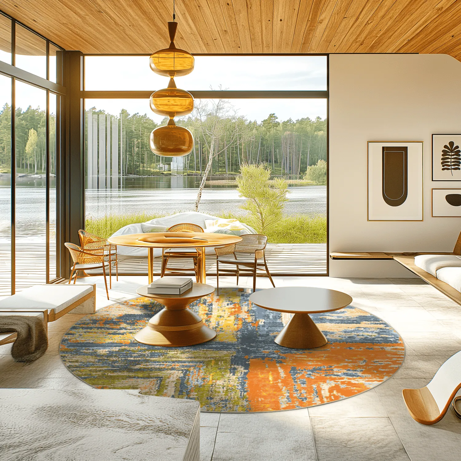 Rond vloerkleed - Tizzano (oranje/multi)