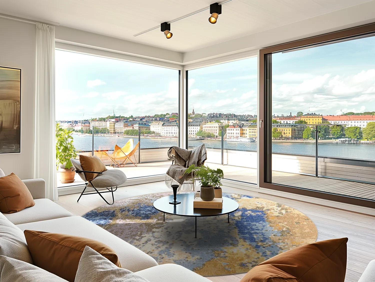 Rond vloerkleed - Travale (grijs/blauw/multi)