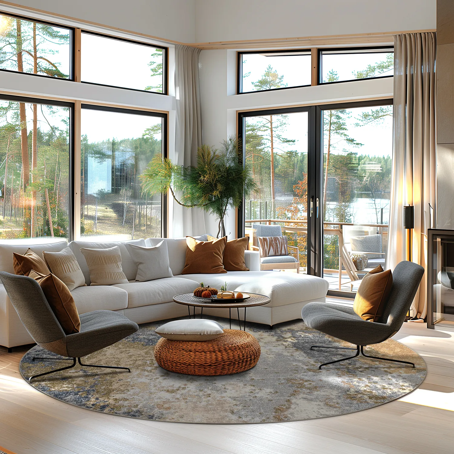 Rond vloerkleed - Travale (grijs/multi)