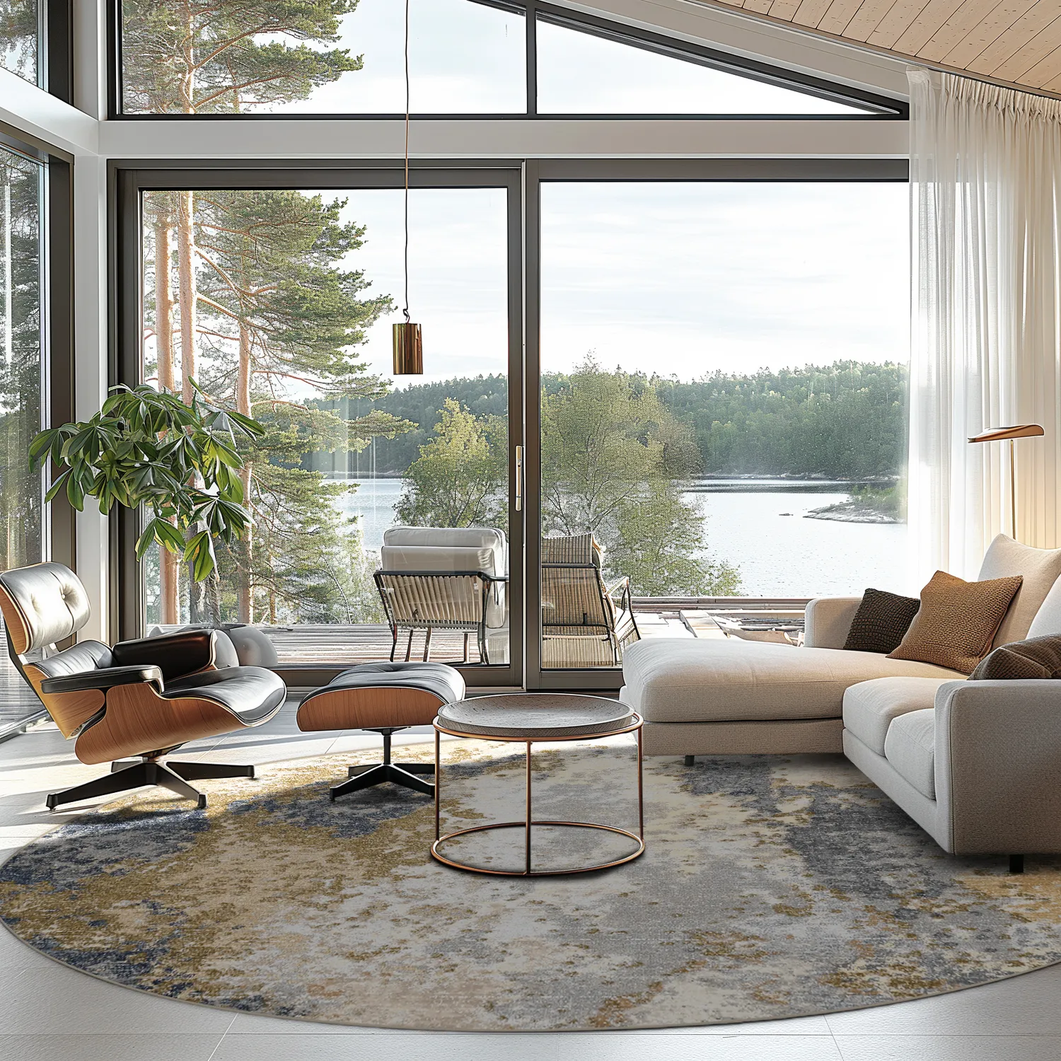 Rond vloerkleed - Travale (grijs/multi)