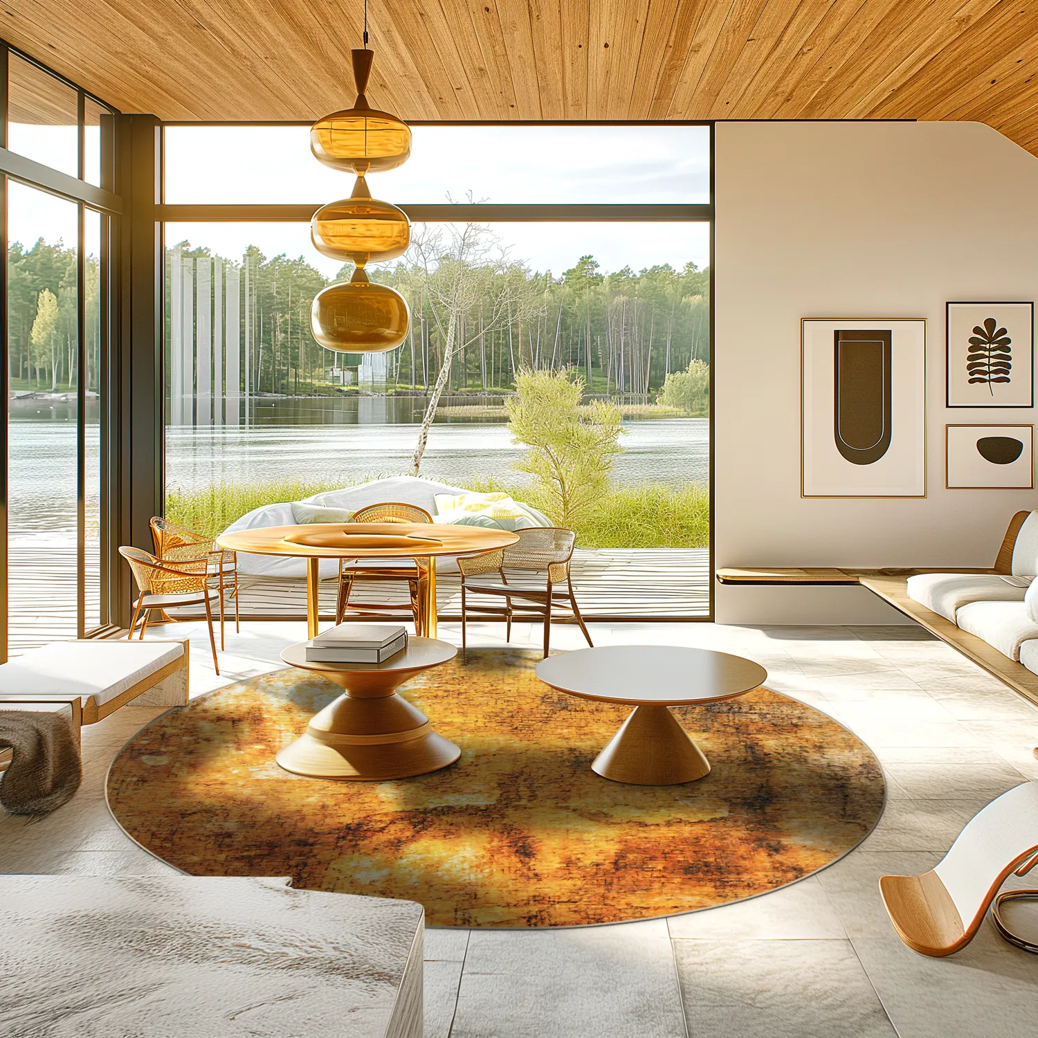 Rond vloerkleed - Tremes (goud)