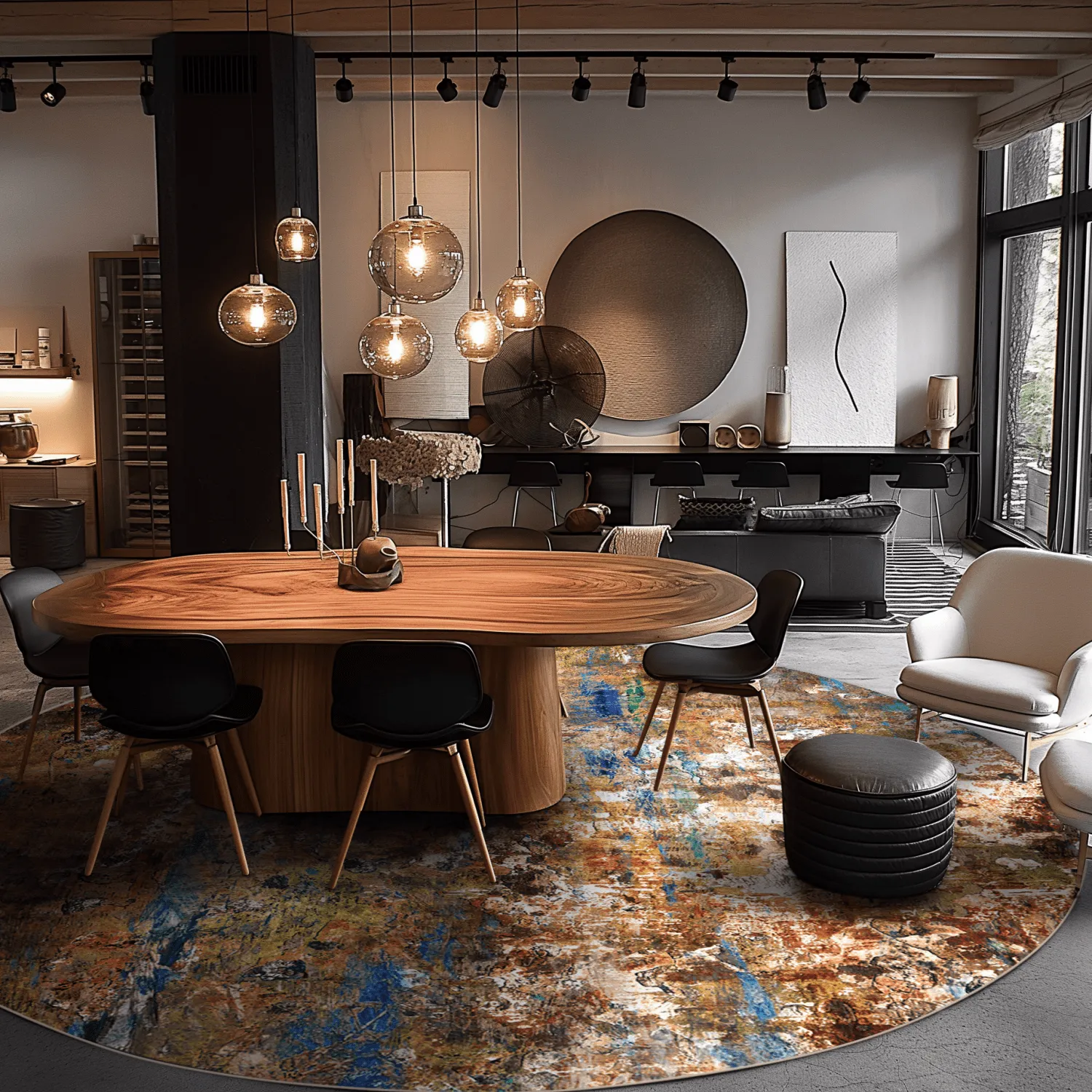 Rond vloerkleed - Trepito (bruin/blauw/multi)