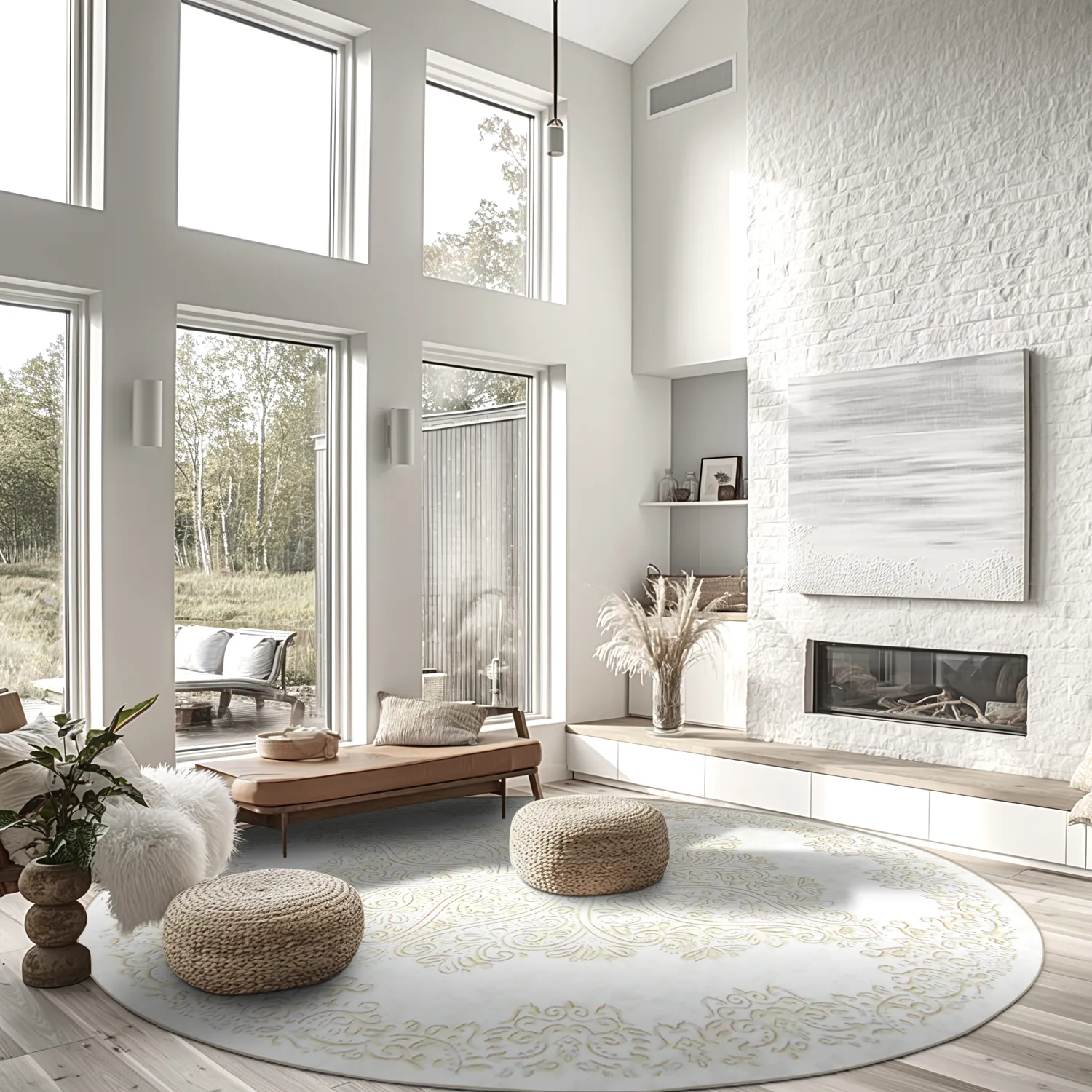 Rond vloerkleed - Valenza (wit/beige)