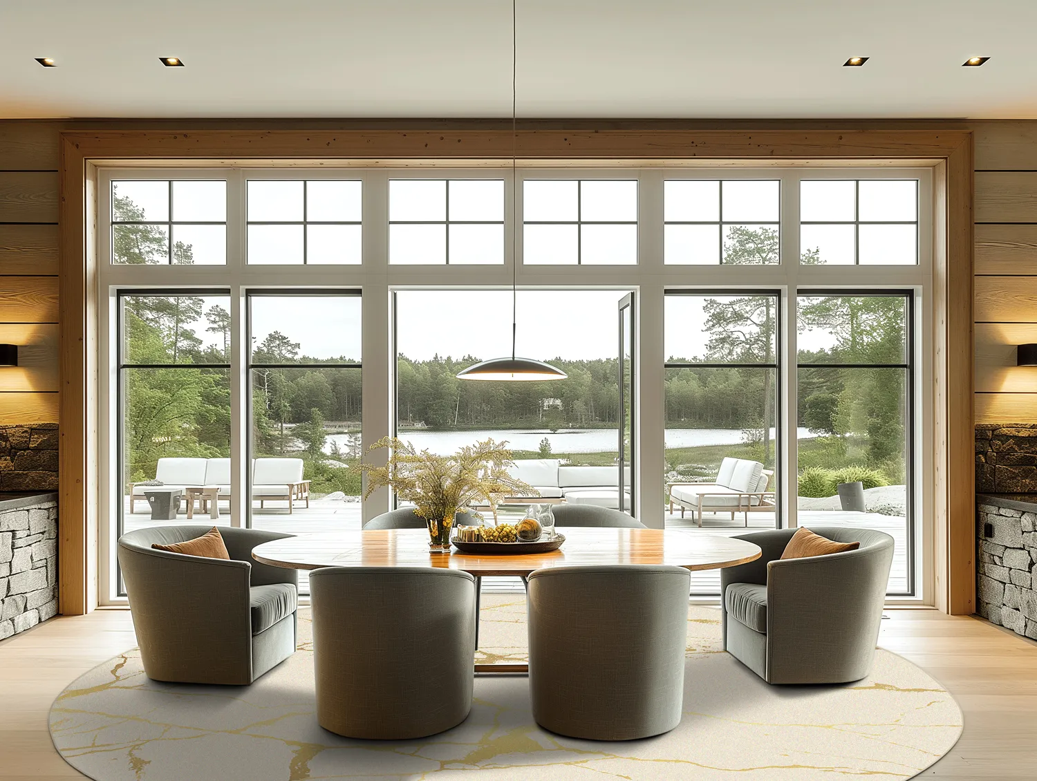 Rond vloerkleed - Vieste (beige/goud)