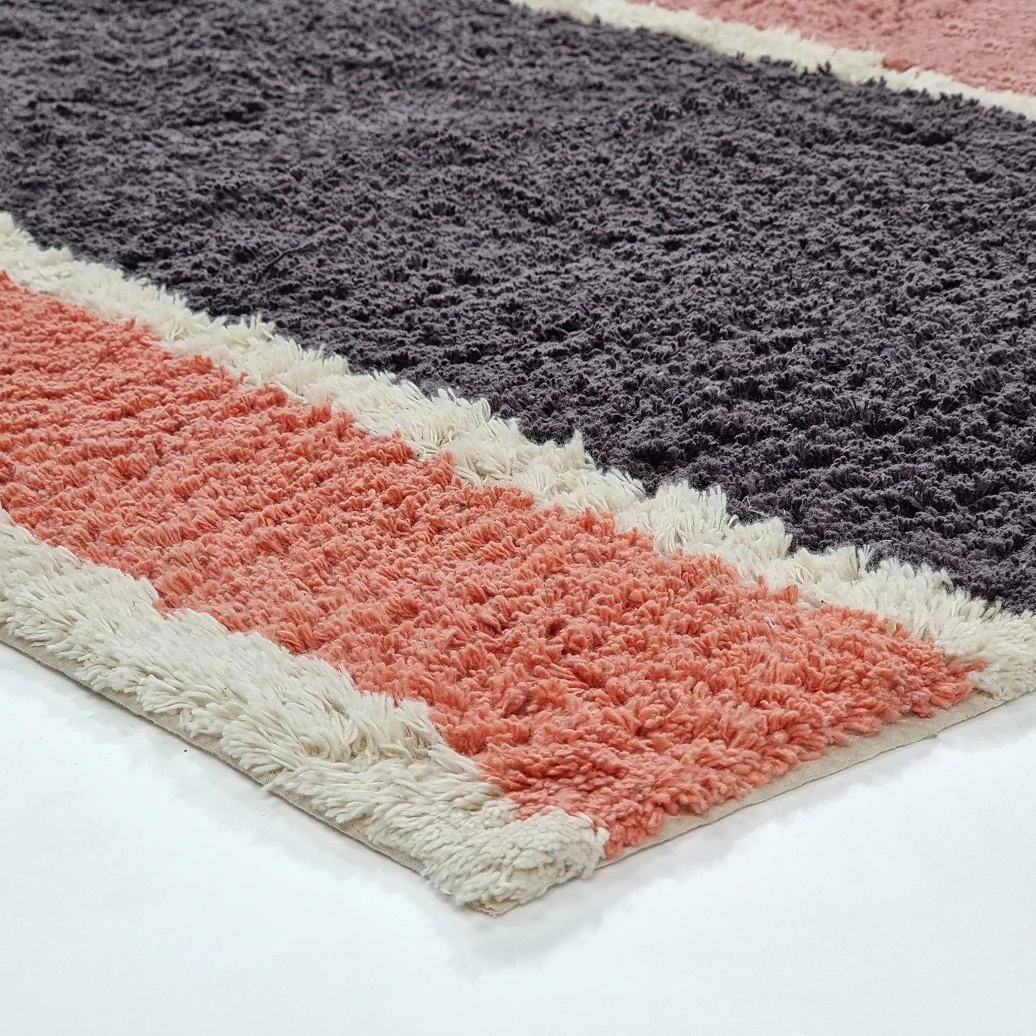 Hoogpolig vloerkleed - Vinci Natural Cotton Shaggy (roze)