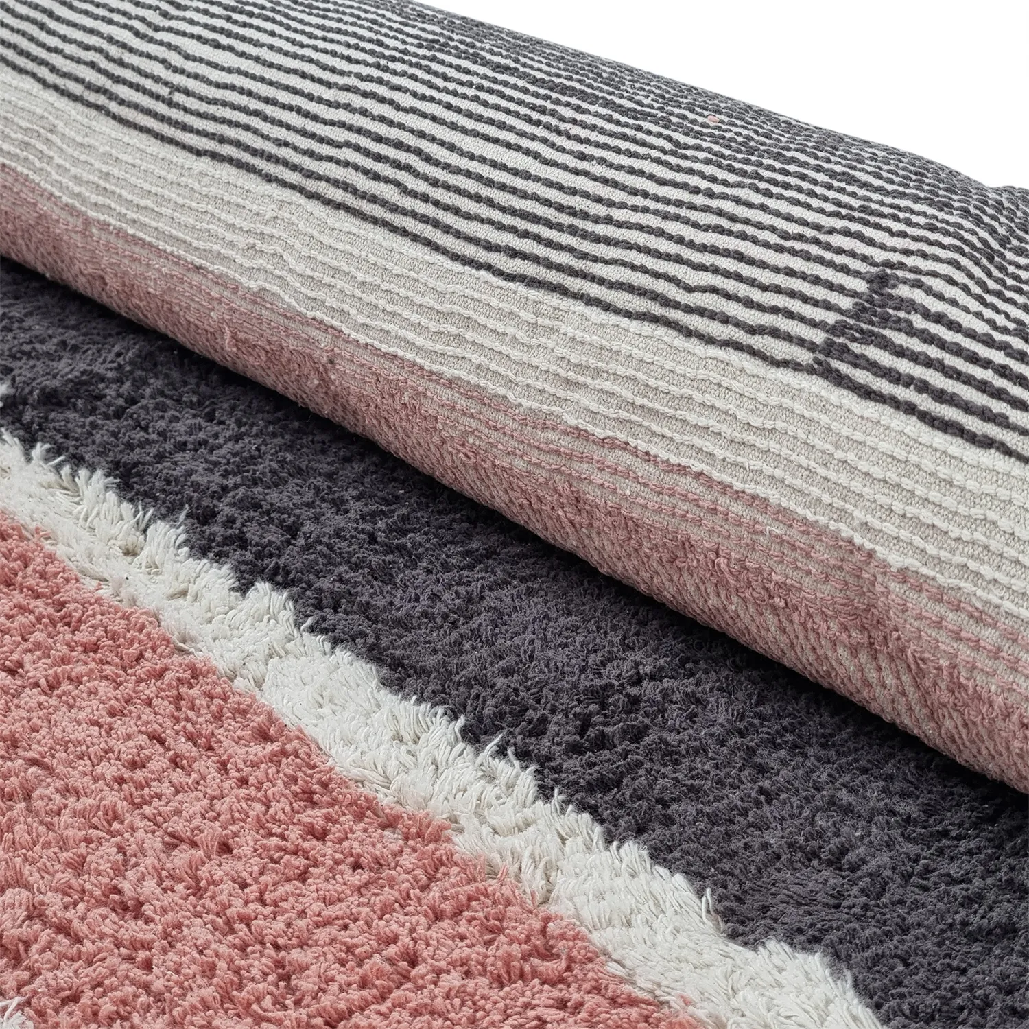 Hoogpolig vloerkleed - Vinci Natural Cotton Shaggy (roze)