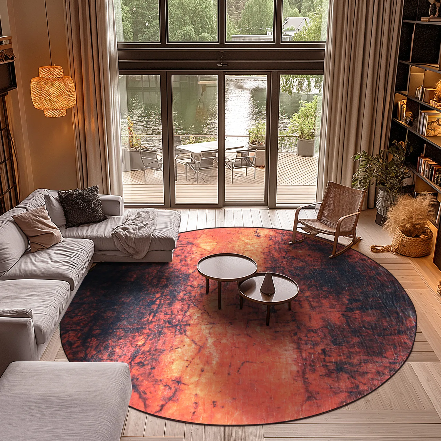 Rond vloerkleed - Wells (oranje)