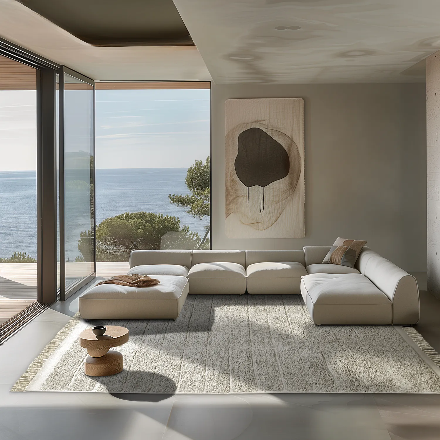 Hoogpolig vloerkleed - Willow Natural Cotton Shaggy (greige)