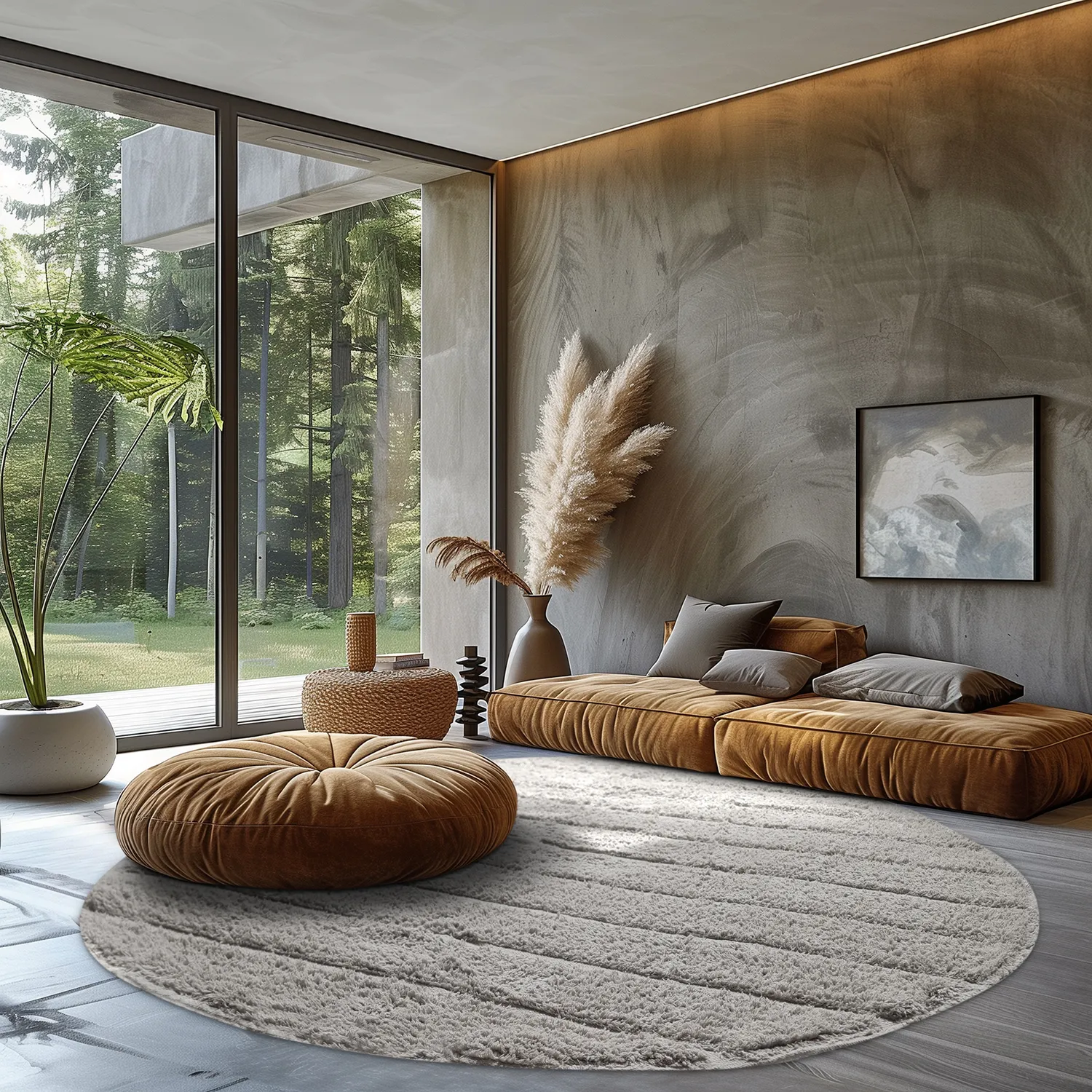 Ronde vloerkleden - Willow Natural Cotton Shaggy (greige)