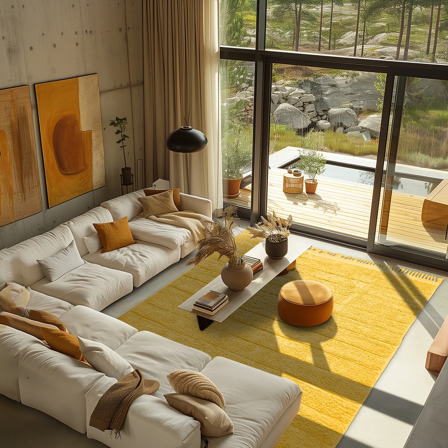 Hoogpolig vloerkleed - Willow Natural Cotton Shaggy (geel)