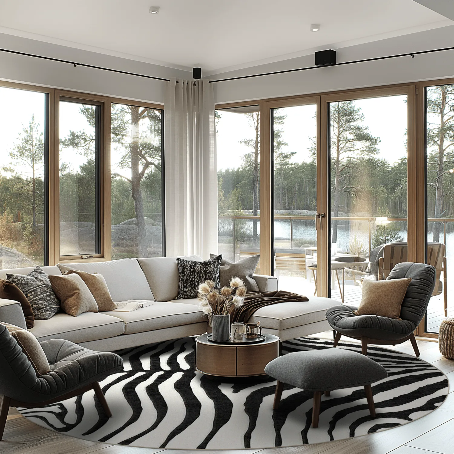 Rond vloerkleed - Zebra (zwart/wit)