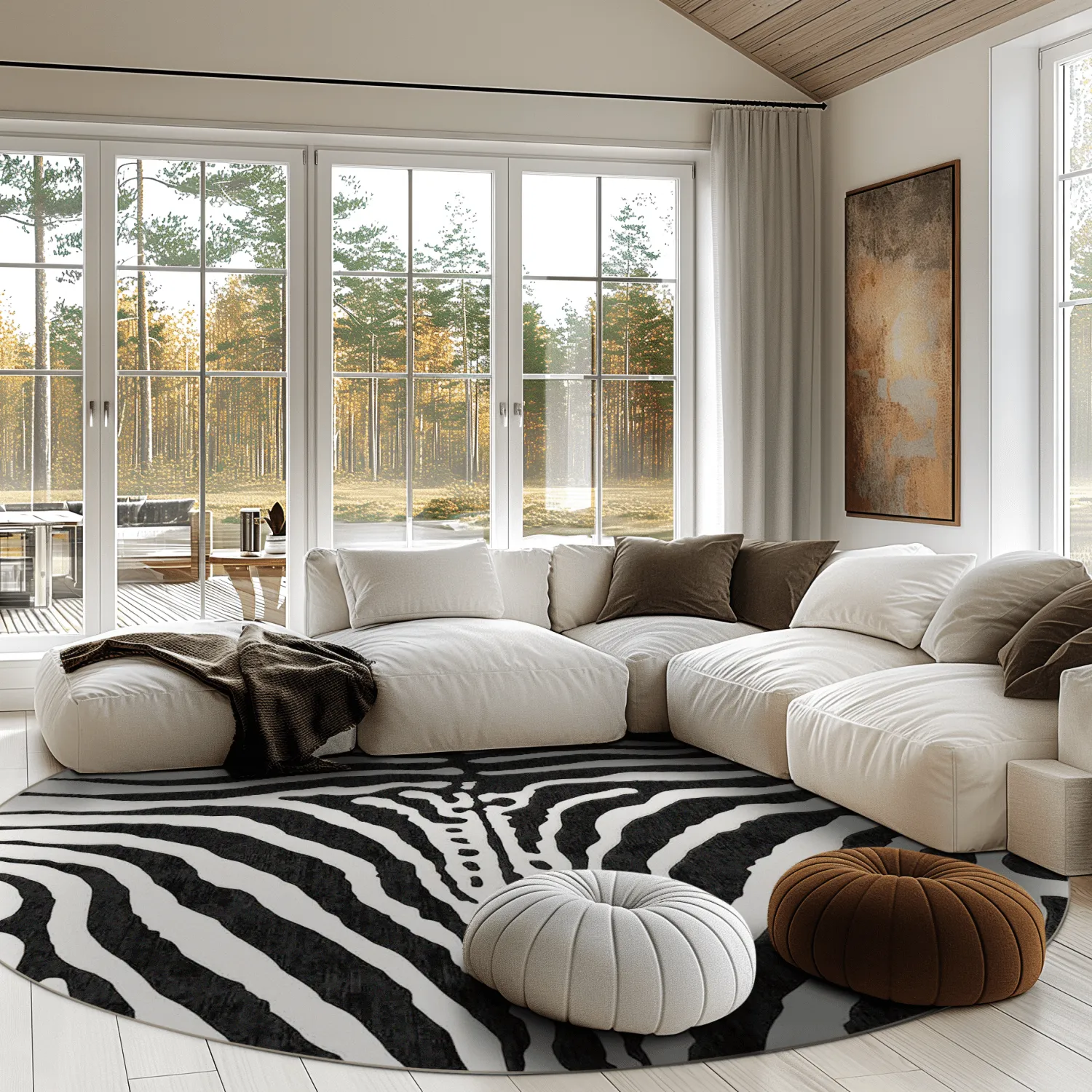 Rond vloerkleed - Zebra (zwart/wit)