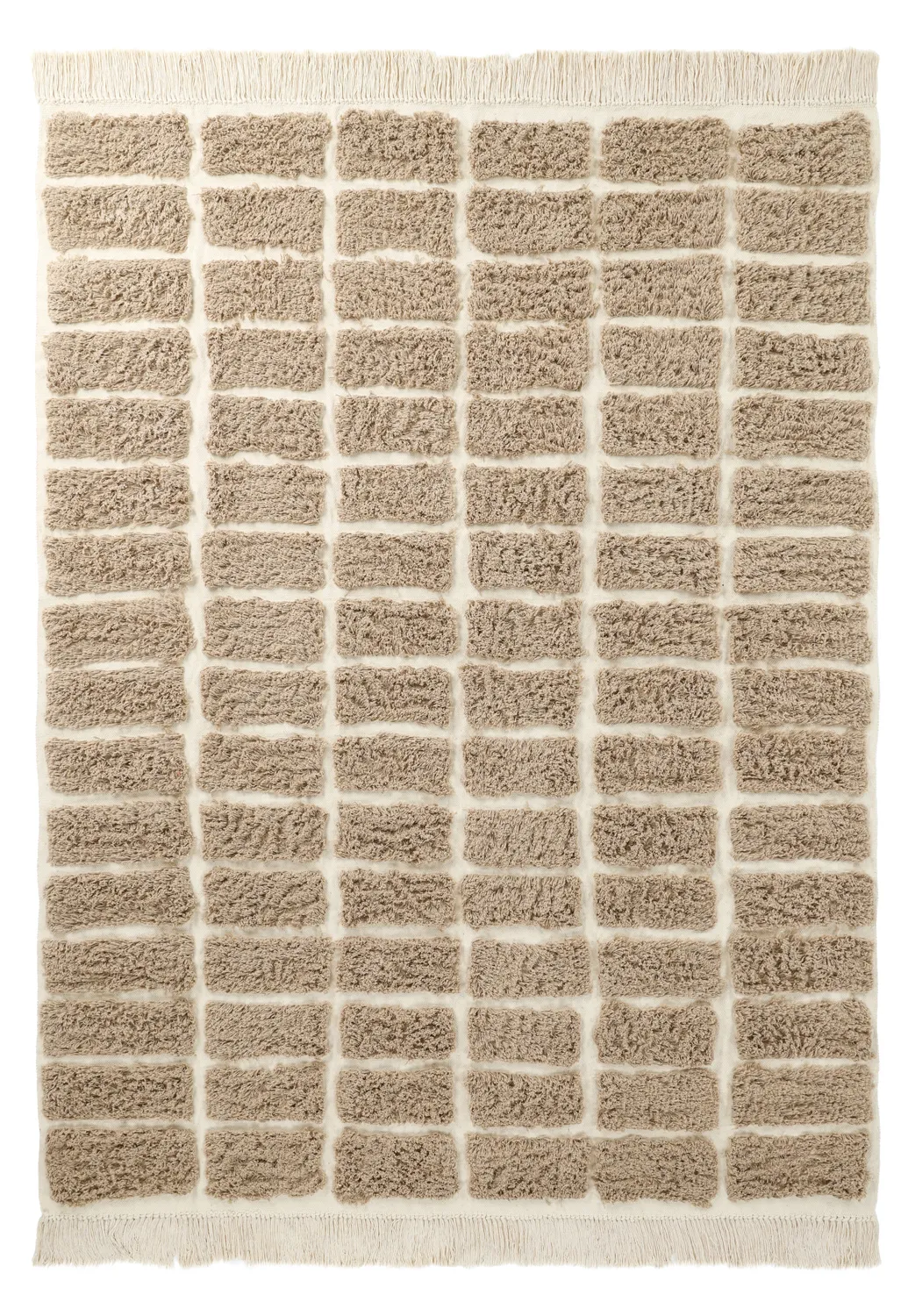 Hoogpolig vloerkleed - Zola Natural Cotton Shaggy (beige)