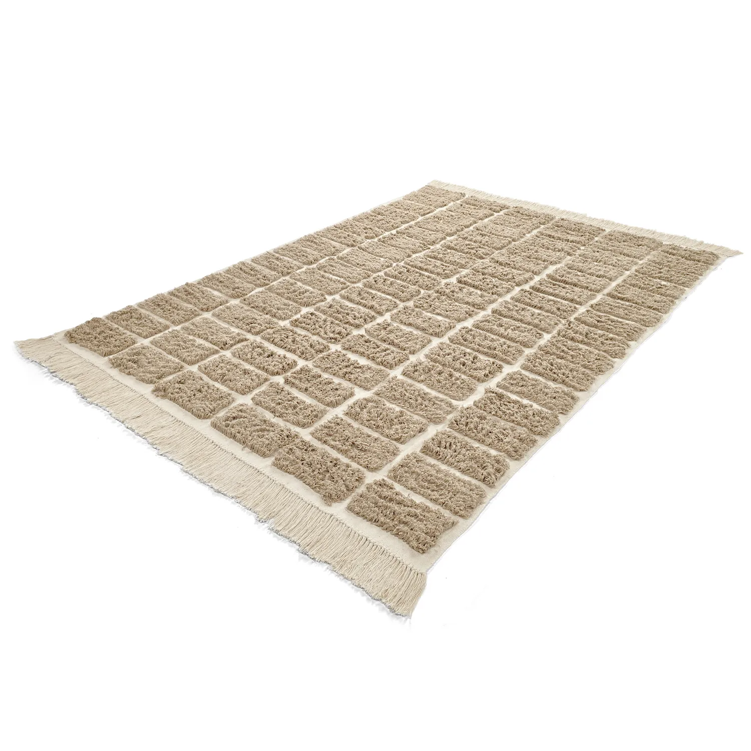 Hoogpolig vloerkleed - Zola Natural Cotton Shaggy (beige)
