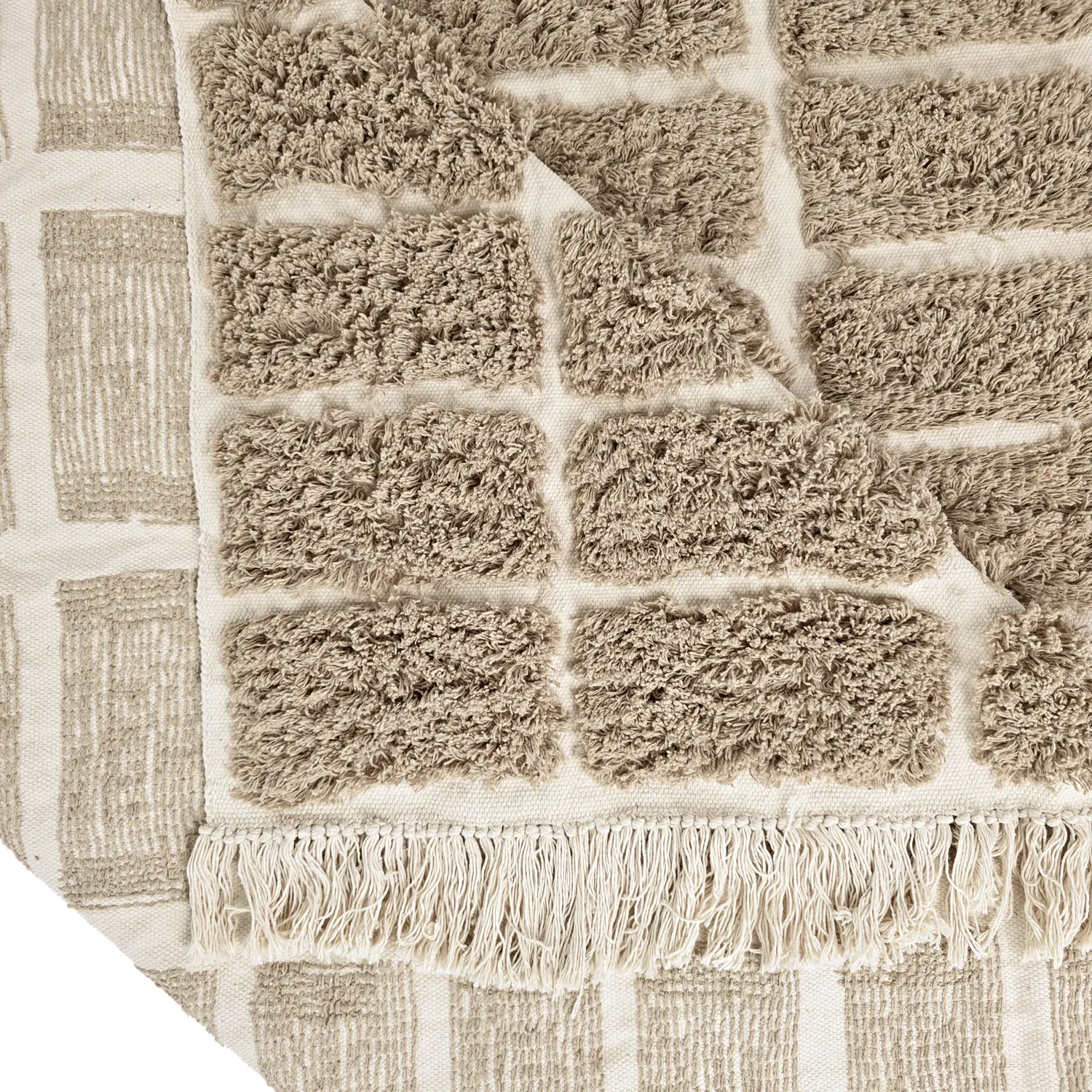 Hoogpolig vloerkleed - Zola Natural Cotton Shaggy (beige)