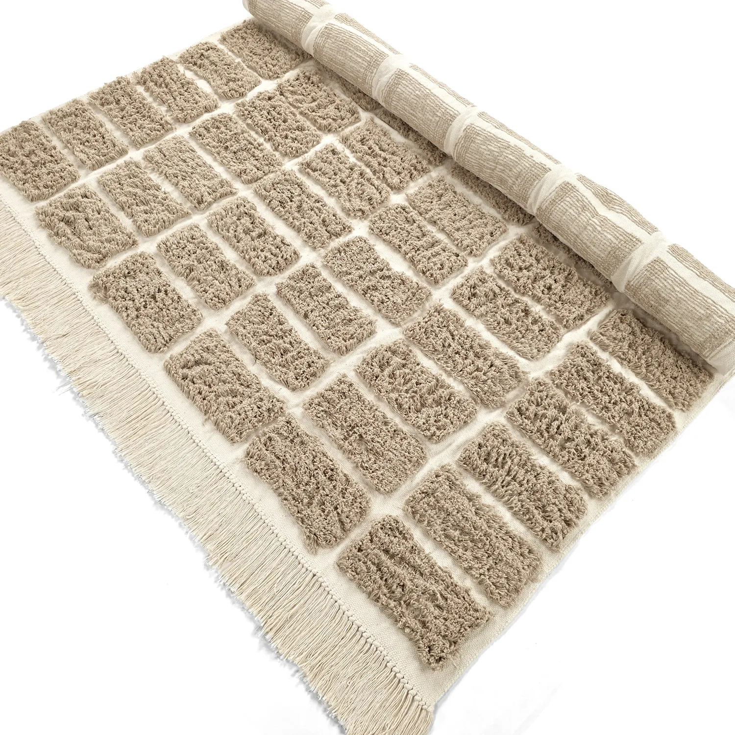 Hoogpolig vloerkleed - Zola Natural Cotton Shaggy (beige)