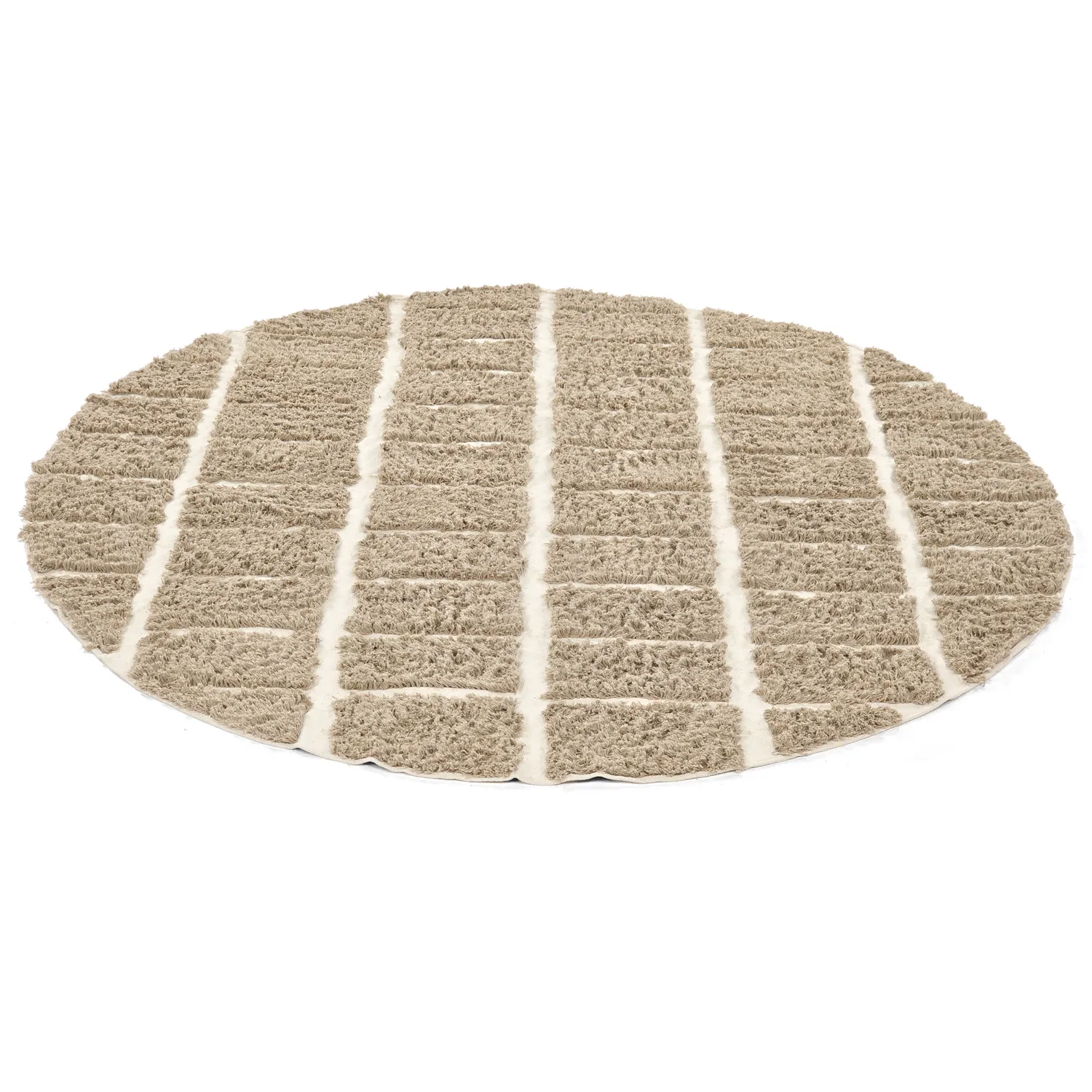 Rond vloerkleed - Zola Natural Cotton Shaggy (beige)