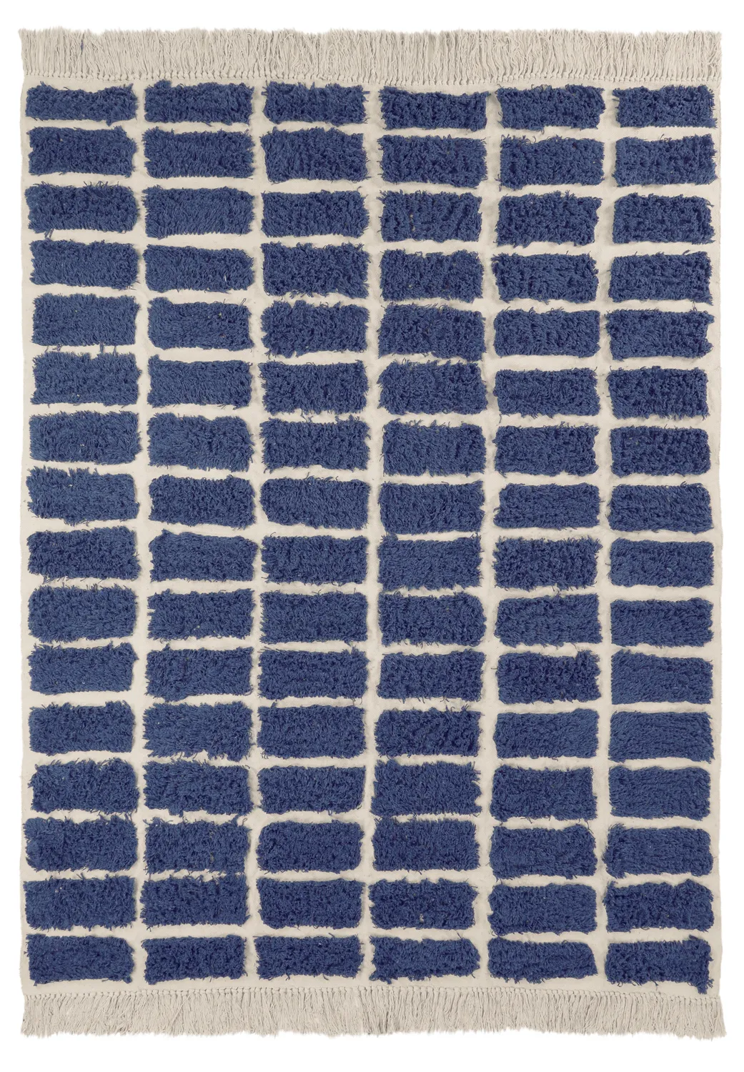 Hoogpolig vloerkleed - Zola Natural Cotton Shaggy (blauw)