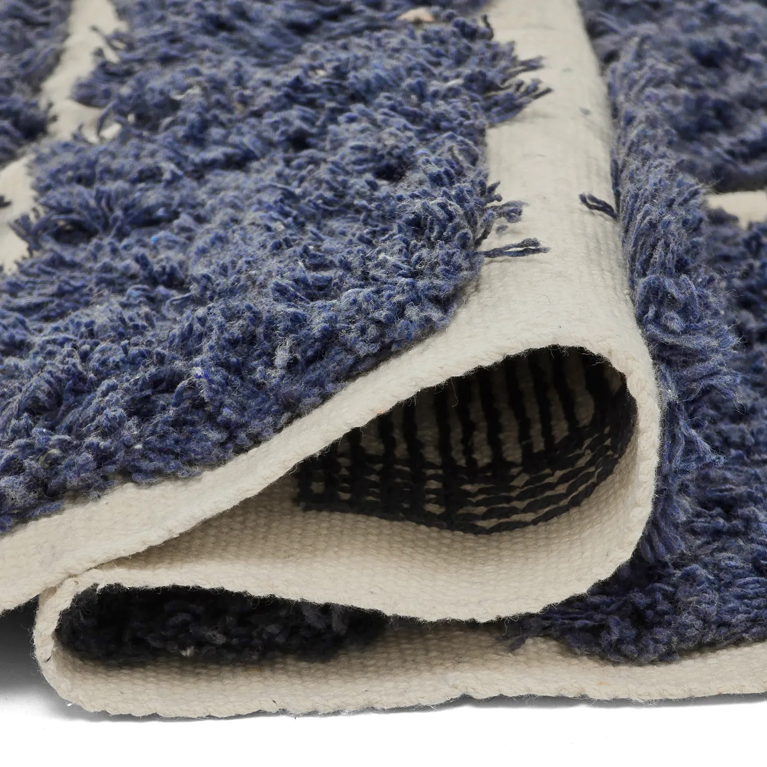 Hoogpolig vloerkleed - Zola Natural Cotton Shaggy (blauw)
