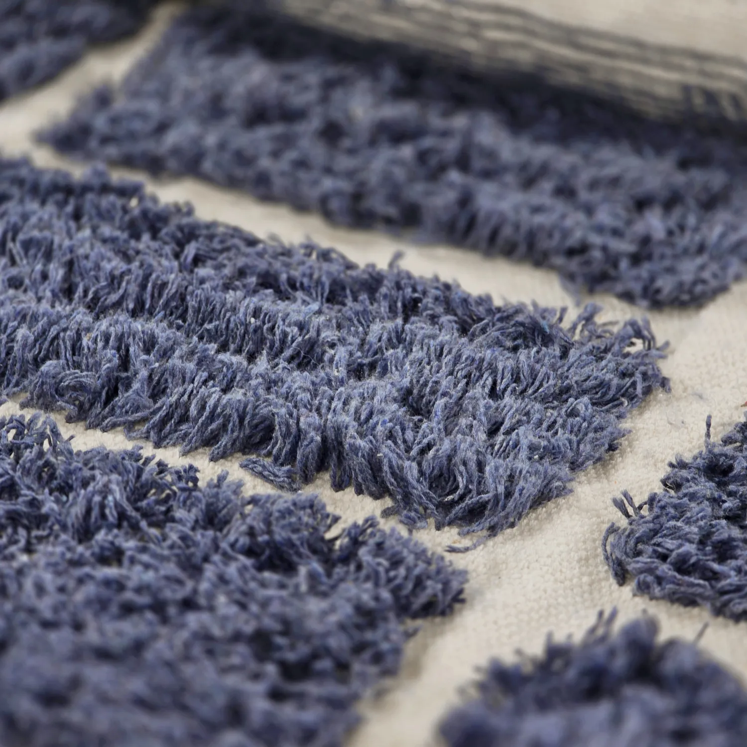 Hoogpolig vloerkleed - Zola Natural Cotton Shaggy (blauw)