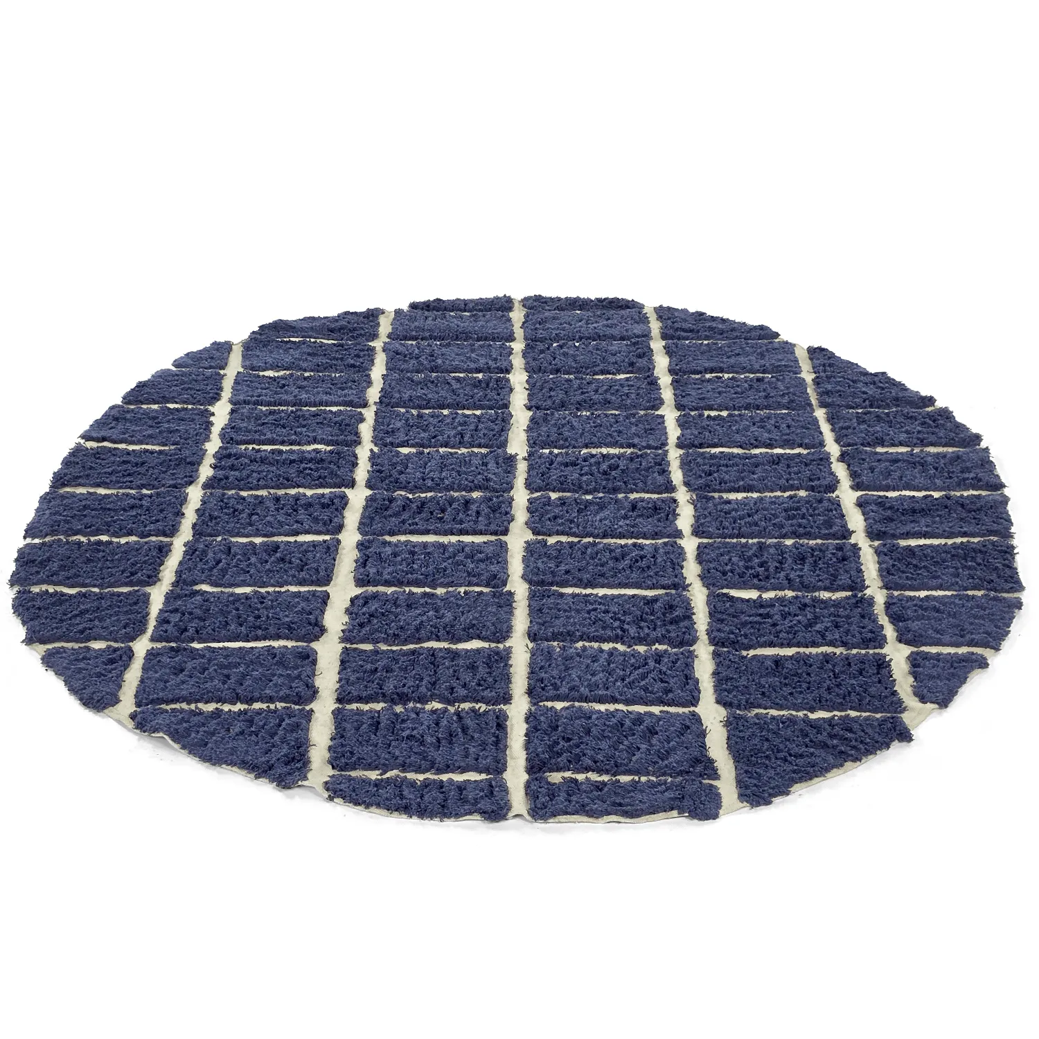 Rond vloerkleed - Zola Natural Cotton Shaggy (blauw)