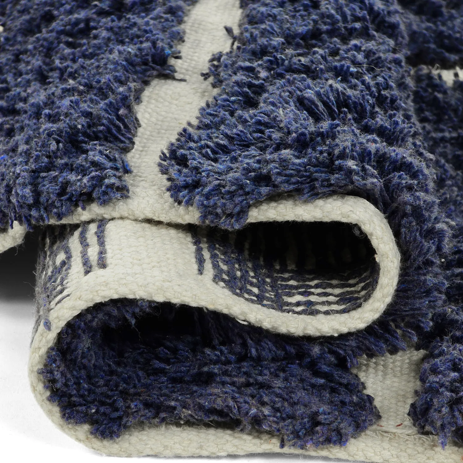 Rond vloerkleed - Zola Natural Cotton Shaggy (blauw)