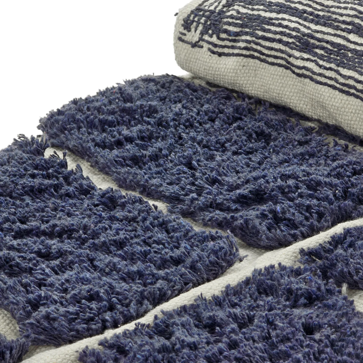 Rond vloerkleed - Zola Natural Cotton Shaggy (blauw)