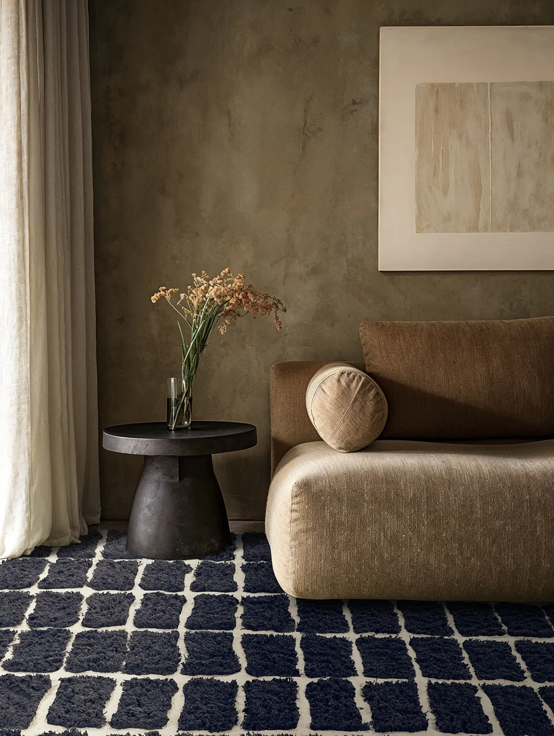 Hoogpolig vloerkleed - Zola Natural Cotton Shaggy (donkergrijs)