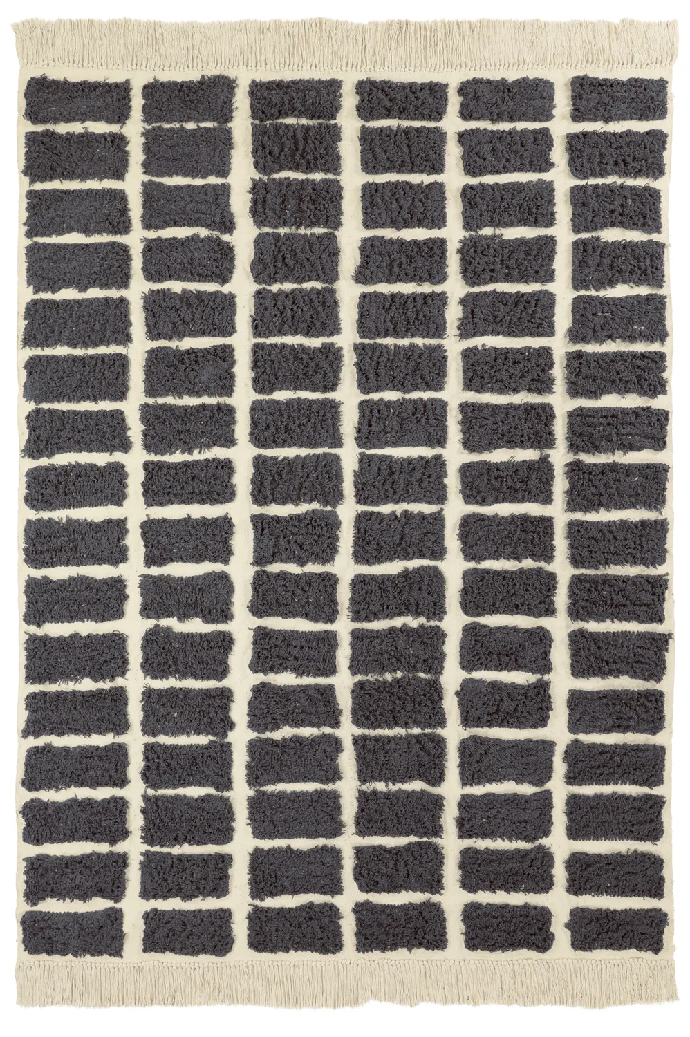 Hoogpolig vloerkleed - Zola Natural Cotton Shaggy (donkergrijs)